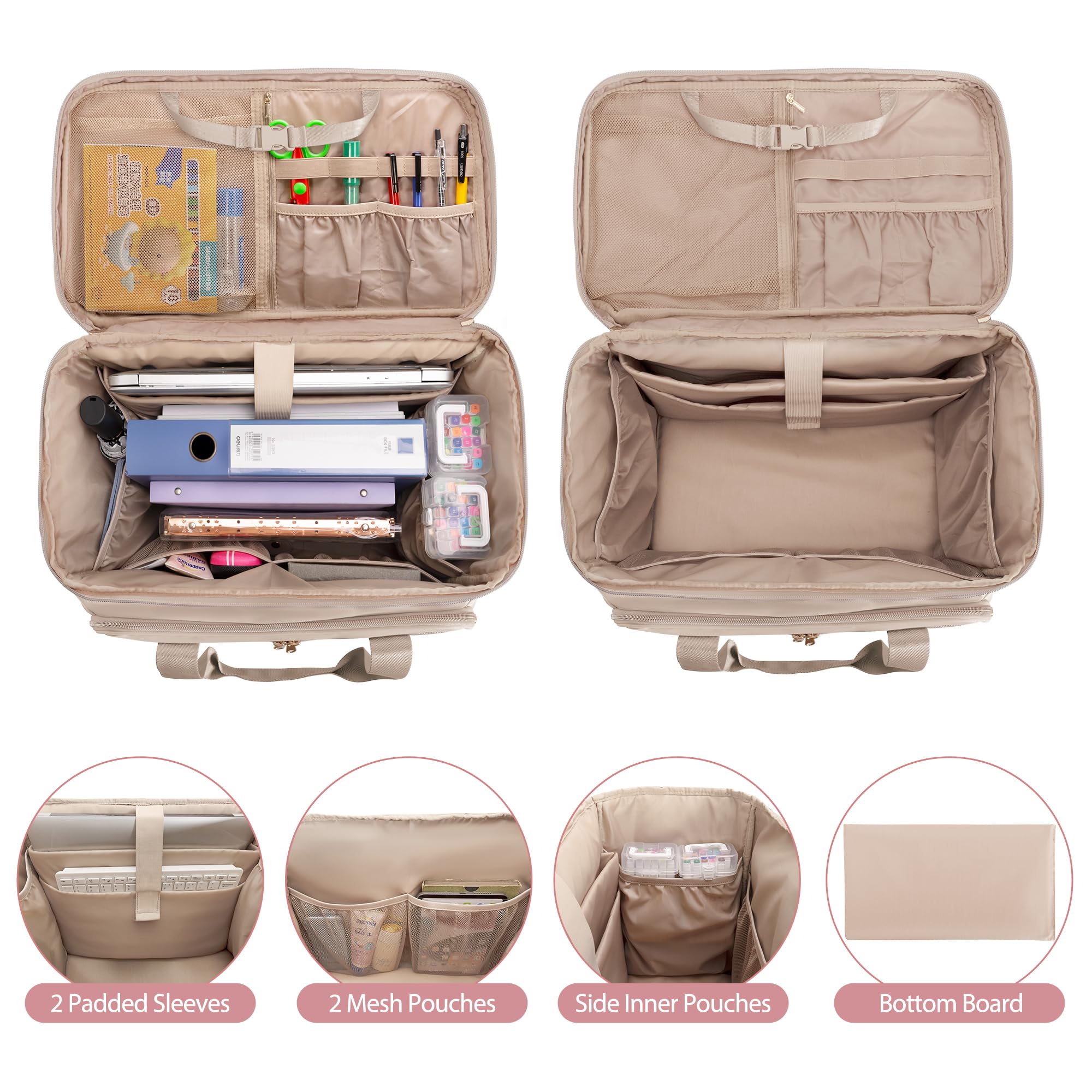 Rollende Lehrertasche mit Rollen, Lehrertasche mit abnehmbarem Trolley, Lehrertasche mit Rollen, passend für 15,6-Zoll-Laptops und Lehrerbedarf, Grau (Patentdesign)