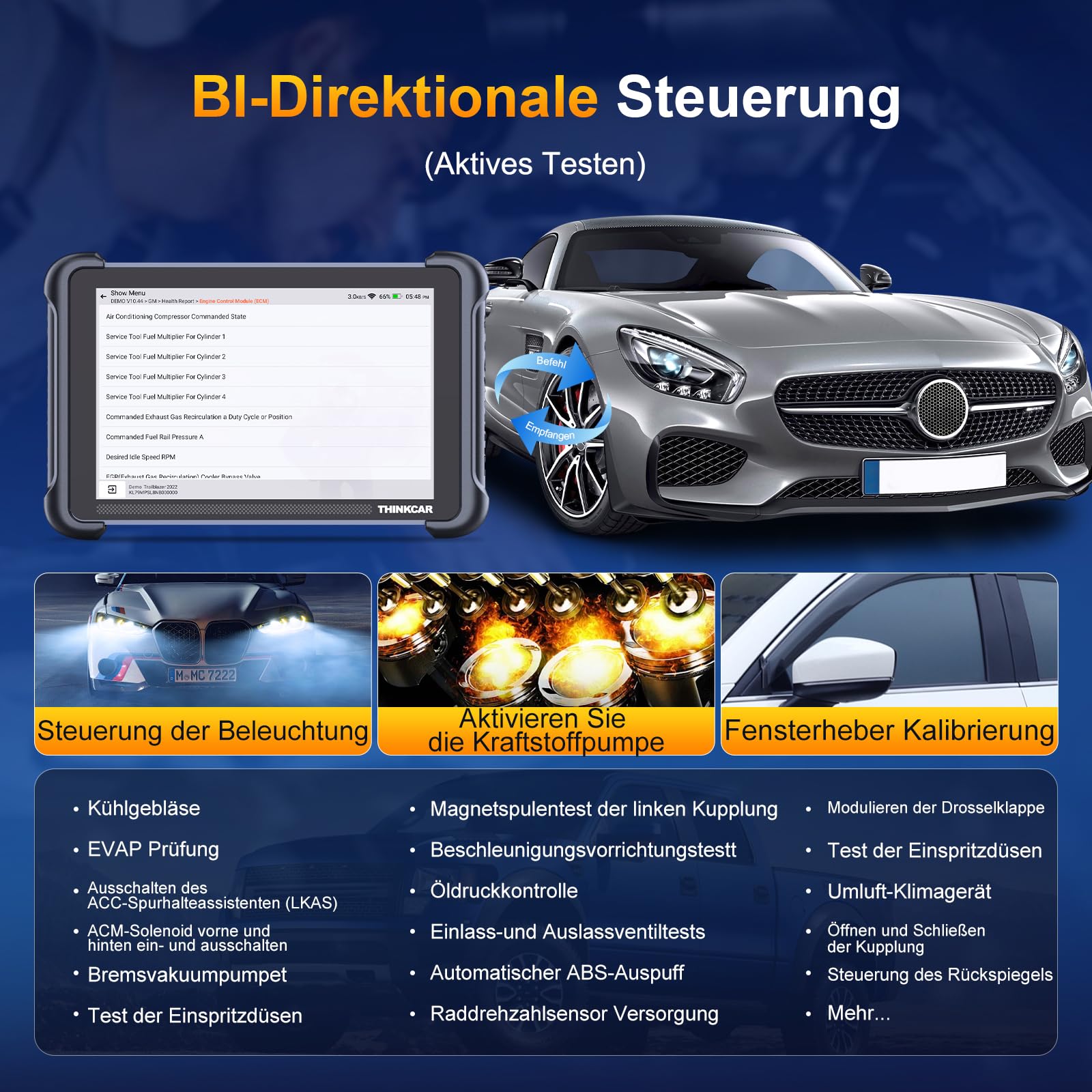 ThinkScan 689BT OBD2 urządzenie diagnostyczne, samochód z funkcją resetowania 34+ i pełną diagnostyką systemu, czytnik samochodowy do aktywnego testowania, kodowanie ECU, sterowanie dwukierunkowe