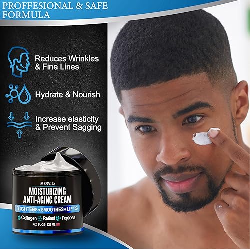 Miniatura 5 de Crema hidratante facial para hombre, antienvejecimiento y arrugas, hidratante facial para hombres, loción facial para hombres con colágeno, retinol,