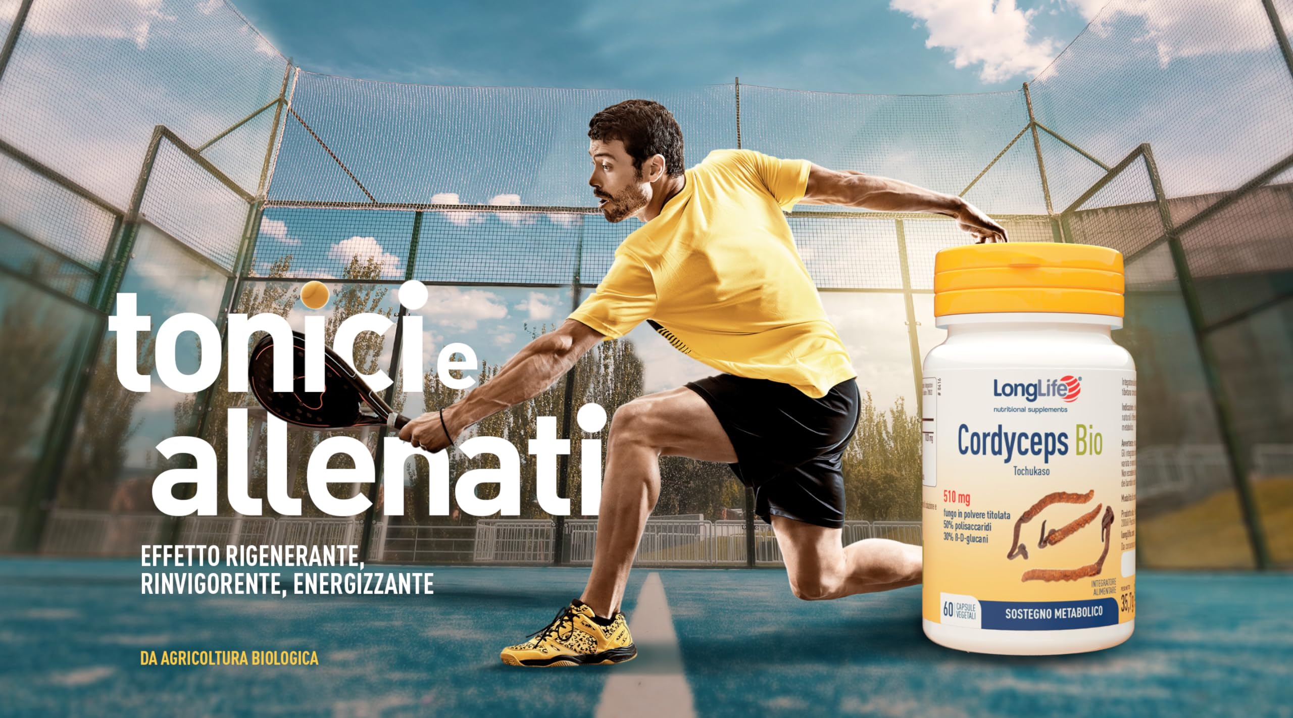 LongLife® Cordyceps Bio | DNA certificato | titolato al 50% in polisaccaridi e al 30% in β(1,3-1,6)-D-glucani | Energia e vitalità | Difese naturali | 60 capsule vegetali | Vegano e senza glutine