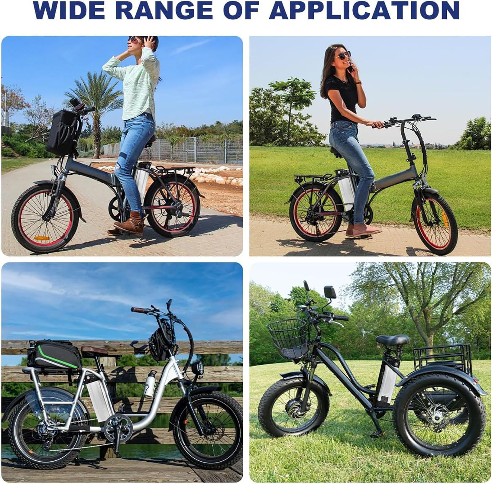 Elektrofahrrad-Akku 36V 48V 10AH 12AH 15AH,Ebike Akku 36V Fahrrad-Batterien 48V Eingebautes BMS wasserdichter PVC-Akku für 250W 350W 500W 800W Motor mit Ladegerät