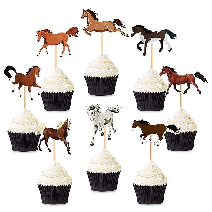 Buy Blumomon 32 Pack Horse Cupcake Toppers Assembled Horse Racing Cake