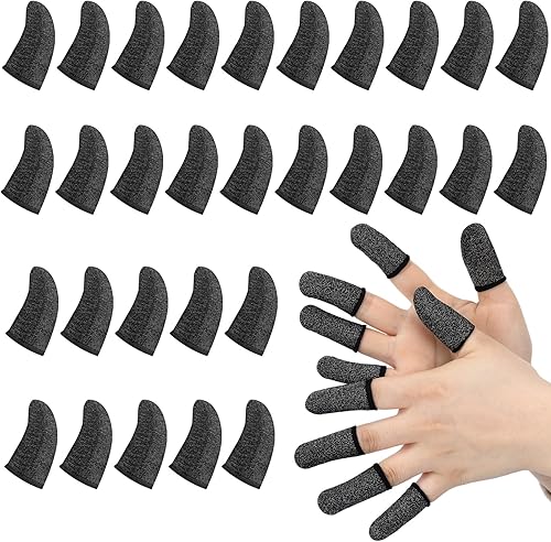40 piezas de guantes de dedo para juegos para el pulgar de las mangas de los dedos del juego móvil (negro)