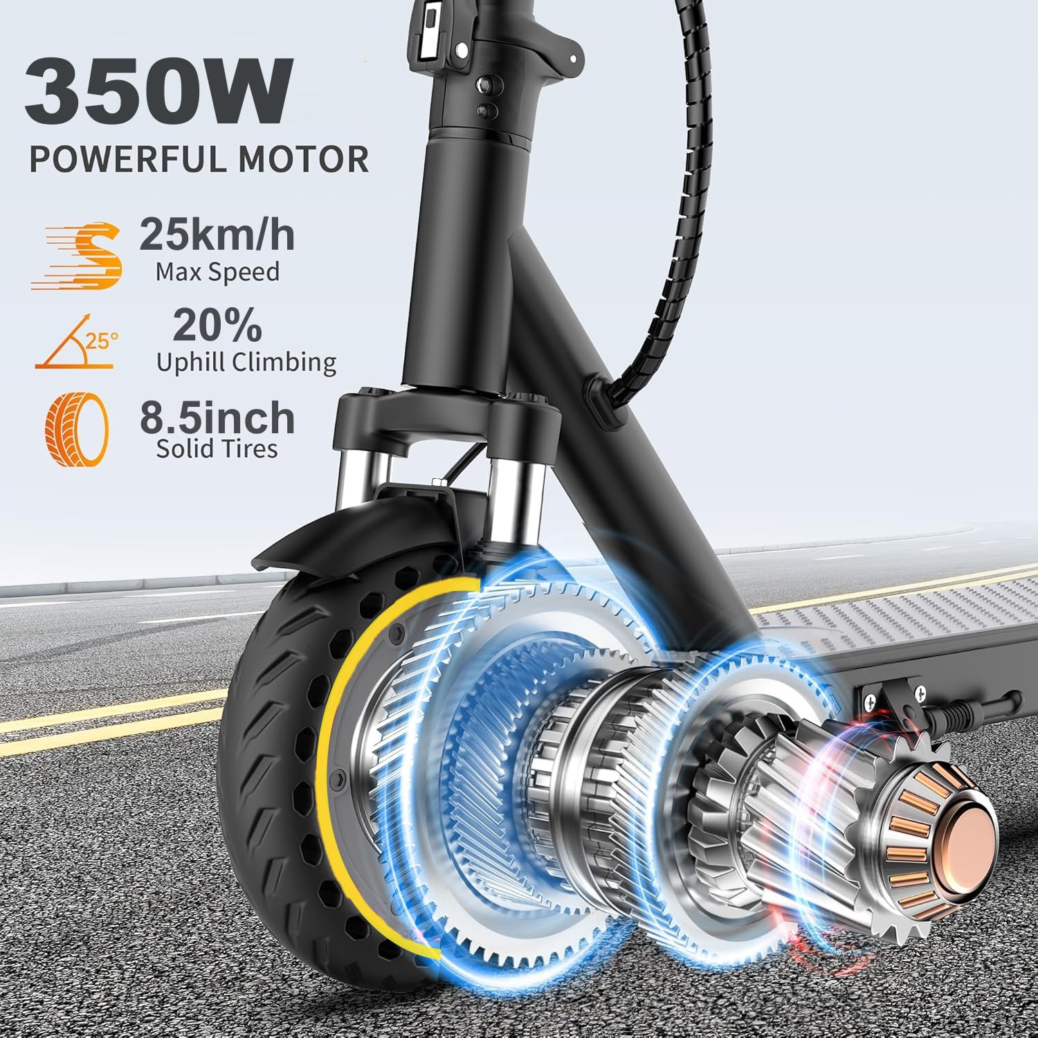 R70 Monopattino Elettrico Adulti con indicatore di direzione, Monopattino Elettrico Pieghevole, Velocità Massima 25 km/h, Autonomia Massima 25 km, Doppi Freni, Doppia Sospensione