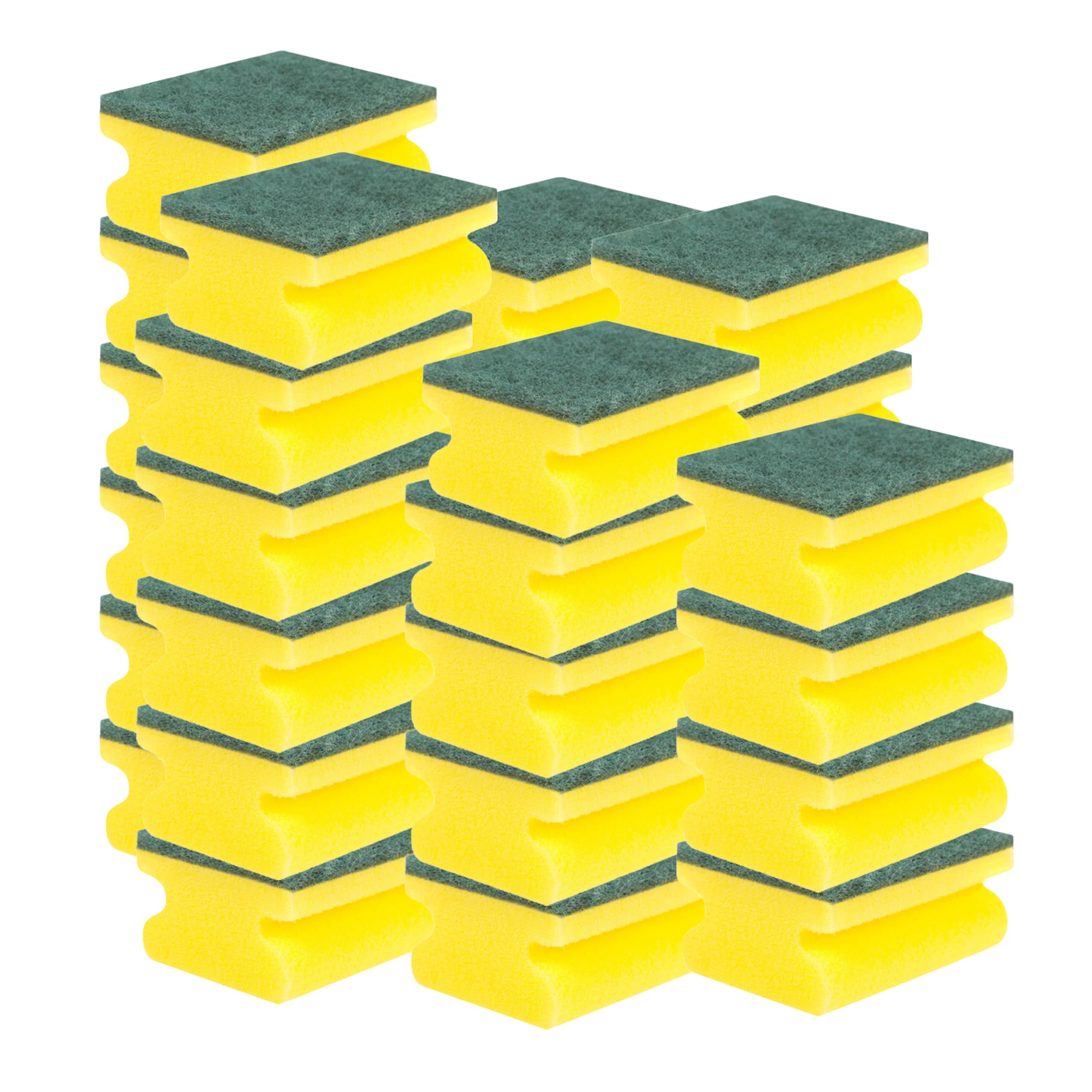 HOMESHOPA Handgrip Scrub Sponges, 32 Pack Non-Scratch Extra Hand Grip Super Absorbent Scrubbing Scourer, Dual-Sided Dishwashing & Cleaning Scrub, Reusable Washing Up Pads Kitchen Bathroom Pots Pans