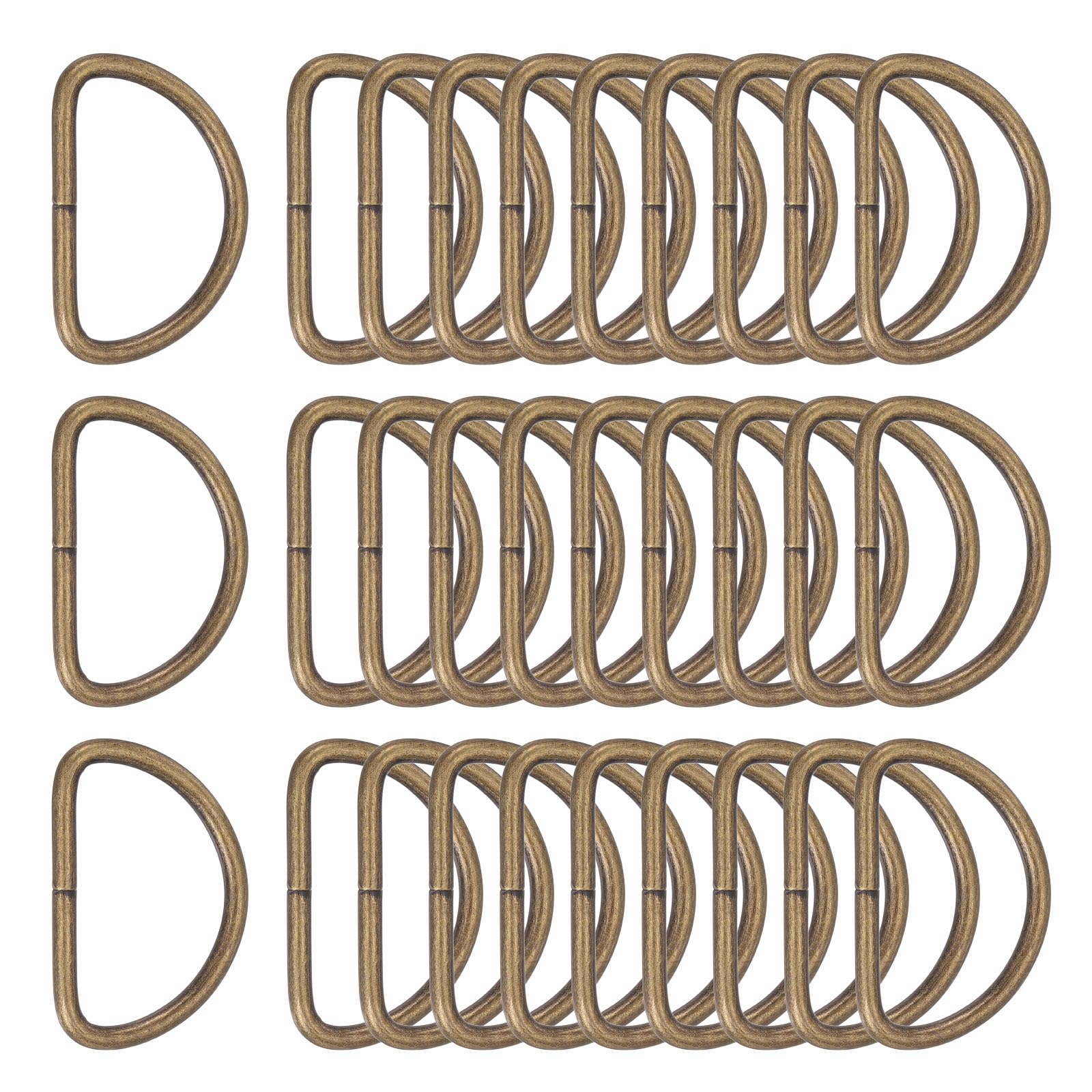 PATIKIL Metal D Ring, (20mm, Bronze)(30 Pcs), Heavy Duty Welded Solid D Rings Metal D Buckle, Suit for Bags/Backpack/Wallets/Leather/Straps/Webbing/Pet Collars/Hardware Assorted