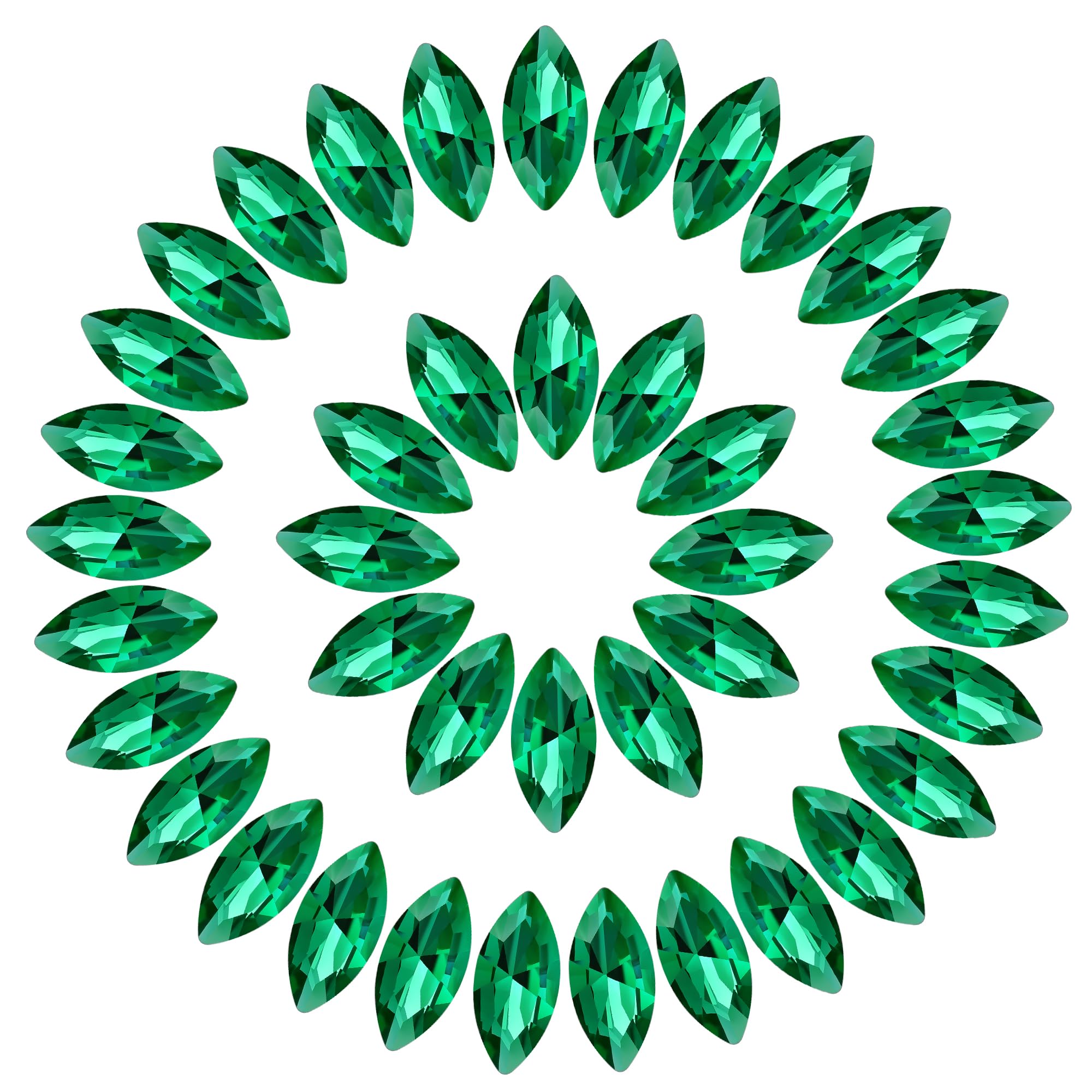 Cristal facetado esmeralda de alta claridad en forma de ojo de caballo para joyería fina, 7x15 mm