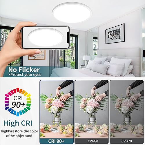 Miniatura 3 de Lámparas LED de techo regulables con control remoto, 15.4 pulgadas, ultrafina y moderna, montaje empotrado, 36 W, 4500 LM, con luz nocturna, para