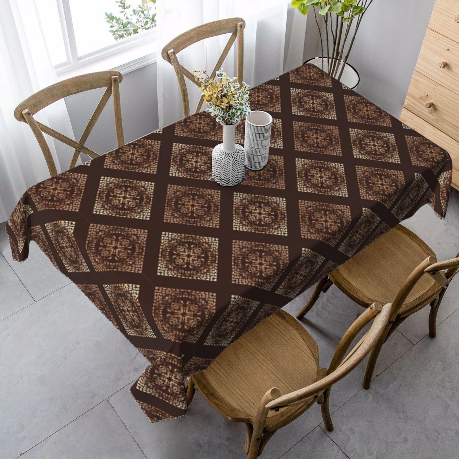 Nappe de table peau de serpent marron 137x183cm textile haut de gamme