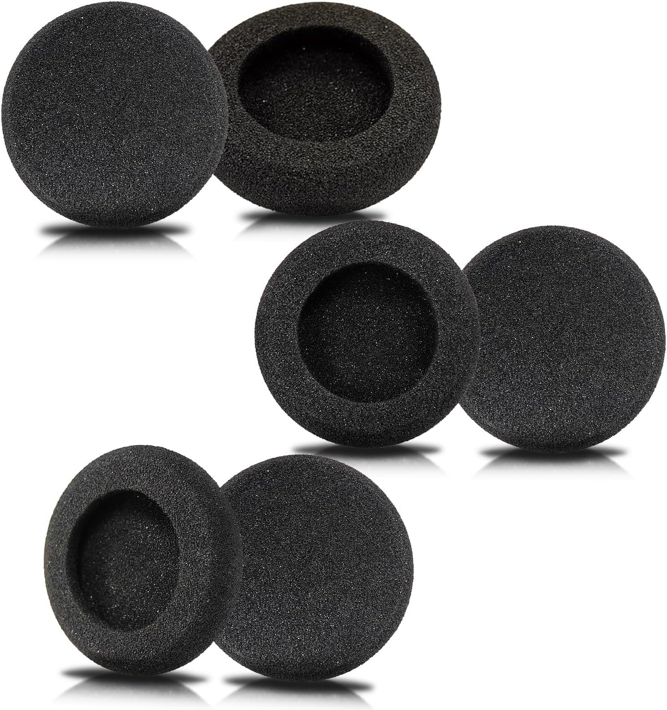 Replacement Earpads Cushion Ear Muffs Headphone Cushion (60mm / 6cm) 6Pcs 5mm Thick Replacement Earpads for Headphone Sponge Cover, High-Density Foam Ear Cushion Earmuffs - Black