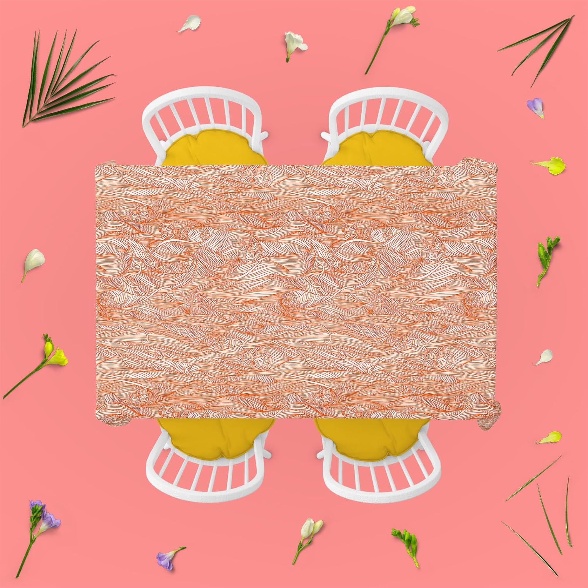 Background Waves D2 Table Cloth Cover for Dining & Center Table