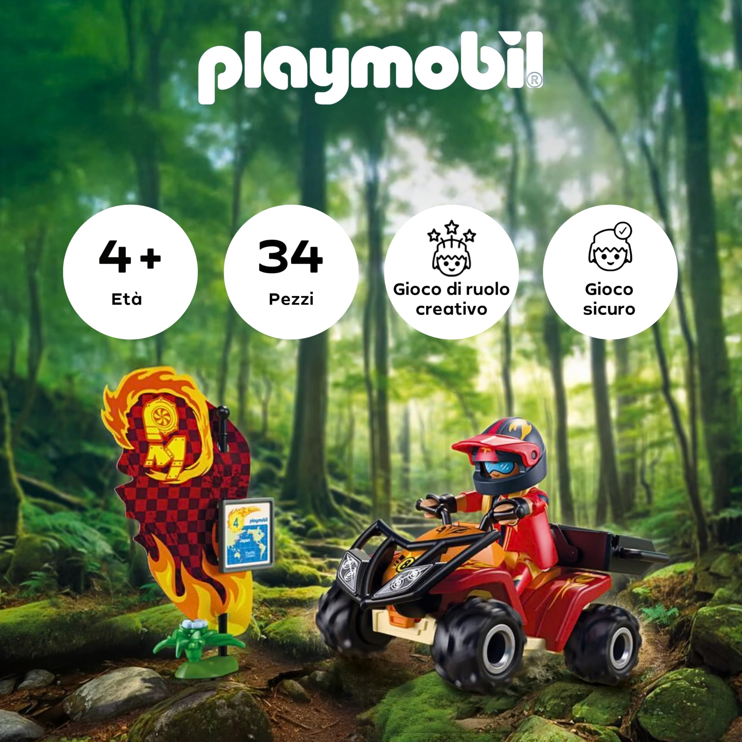 PLAYMOBIL | Cars | Offroad Quad | Quad fuoristrada con paraurti rimovibile | macchinina giocattolo per bambini dai 4 anni in su | 72064