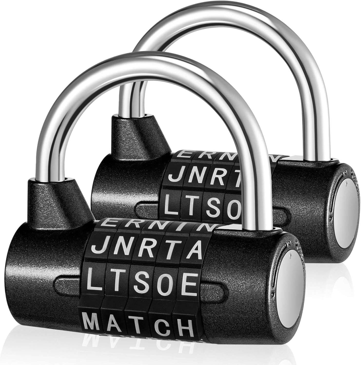 Shimeyao 2 Pcs 5 Letter Combination Lock Metal 5 Digit Lock Heavy Duty Word Gym Locker Keyless Resettable Safety Padlock for School Gym Locker Toolbox Hasp Cabinet (Black)