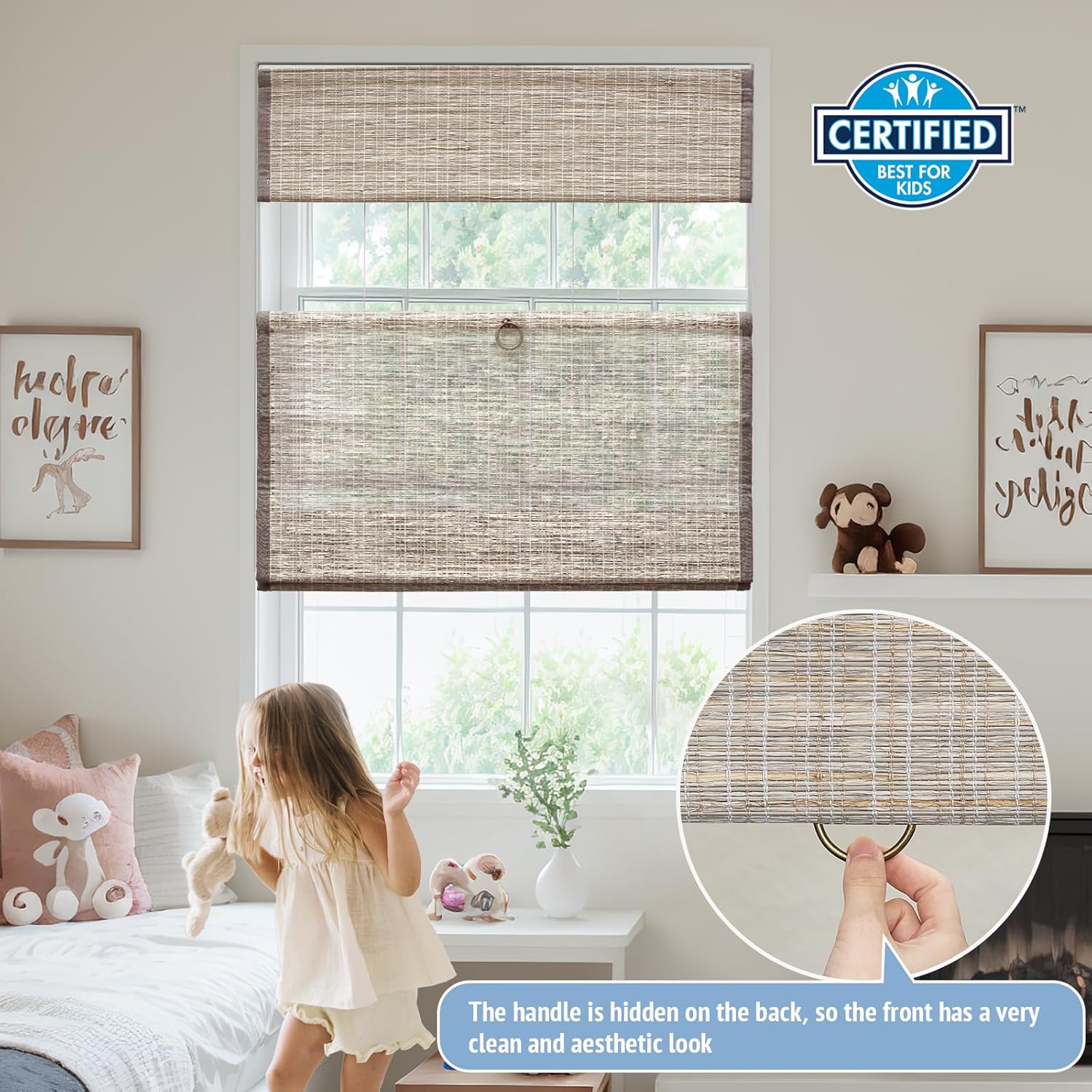 Keego Top Down Bottom Up Roman Shades for Windows - Cordless Light Filtering Blinds With Lining (Block 90% Light) - Gray, 24" W x 80" H