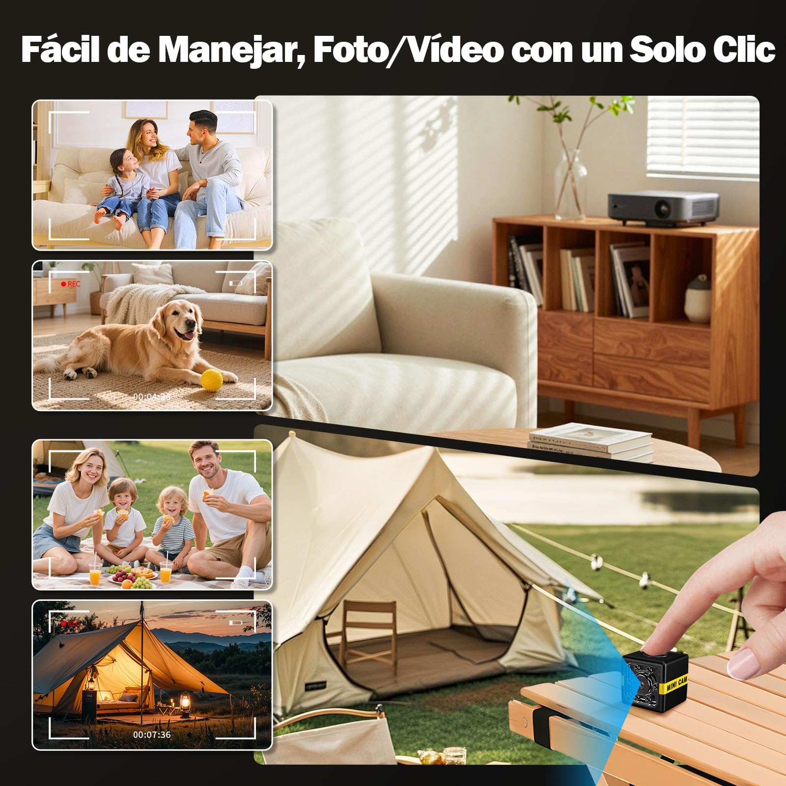 Mini Camara Espia, Cámara Oculta Camufladas Invisiable HD 1080P, Automática Visión Nocturna y Detección de Movimiento, Cargar Mientras graba,Graba en Bucle, Sin WiFi ni App, para Interiores/Exteriores - 4