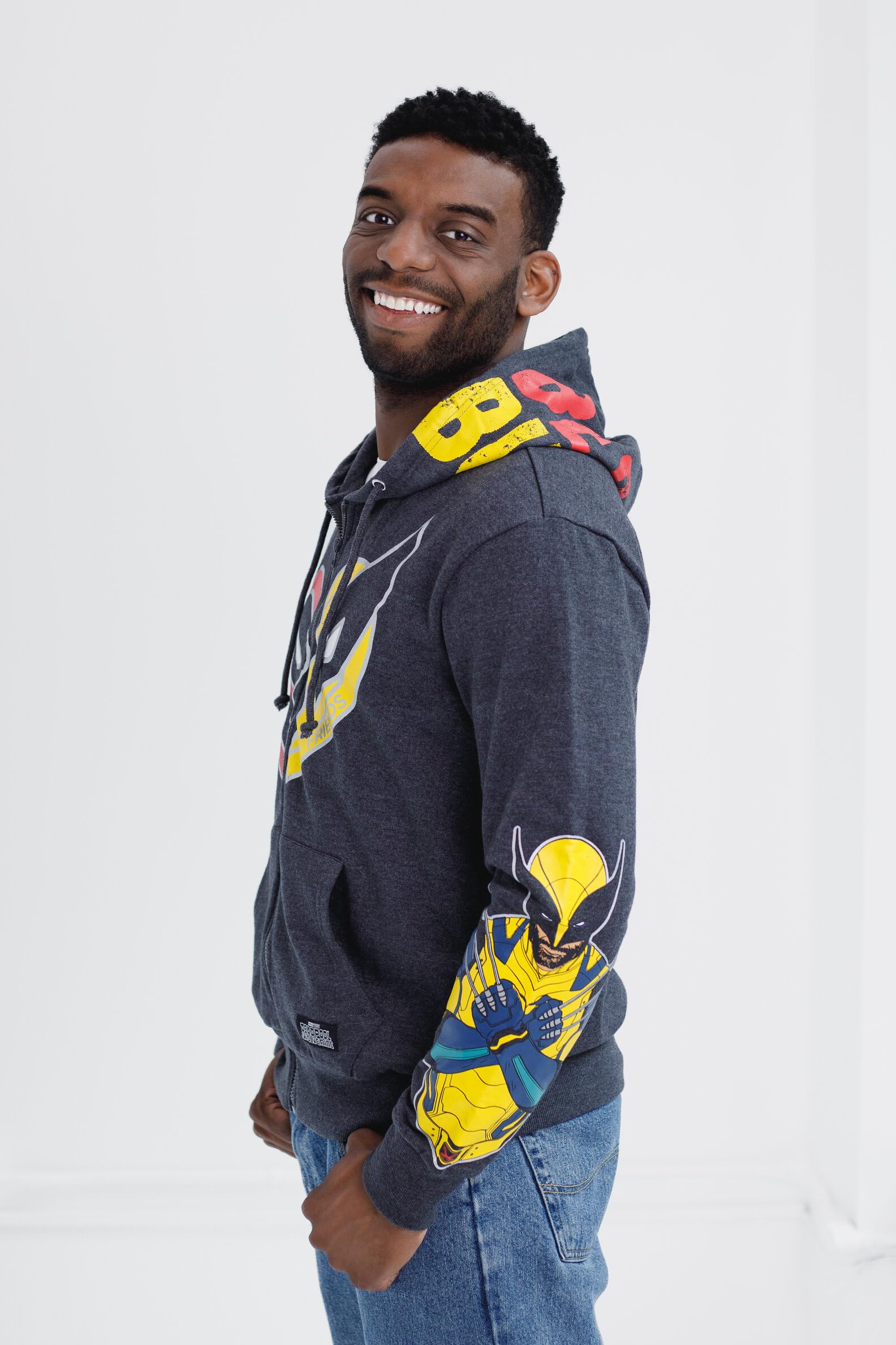 Marvel Deadpool and Wolverine - Sudadera con capucha y cremallera para adultos, tallas XS - 2XL
