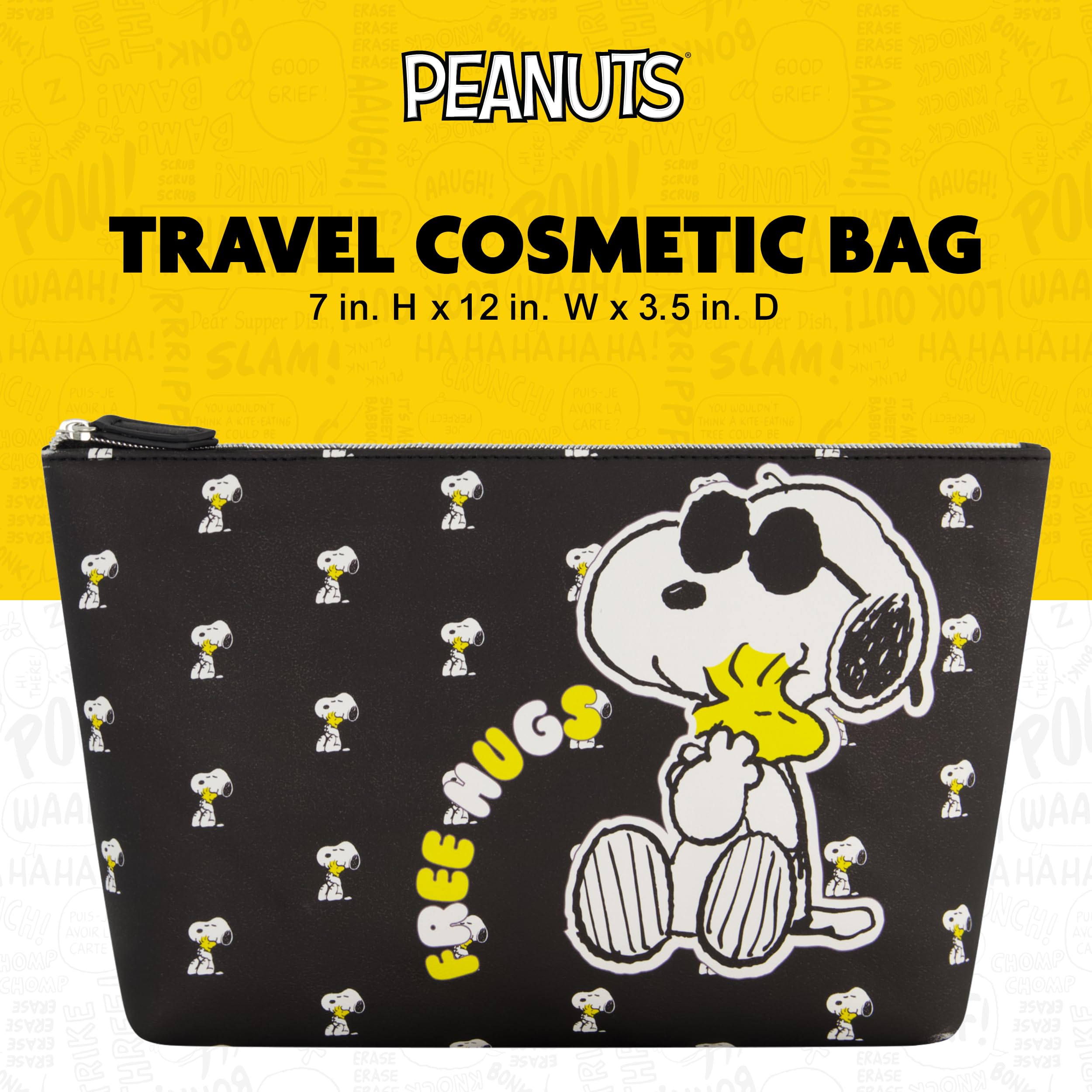 Concept One Peanuts Snoopy Damen Make-up-Tasche, Schwarz | Kleine Reise-Kosmetiktasche mit Reißverschluss