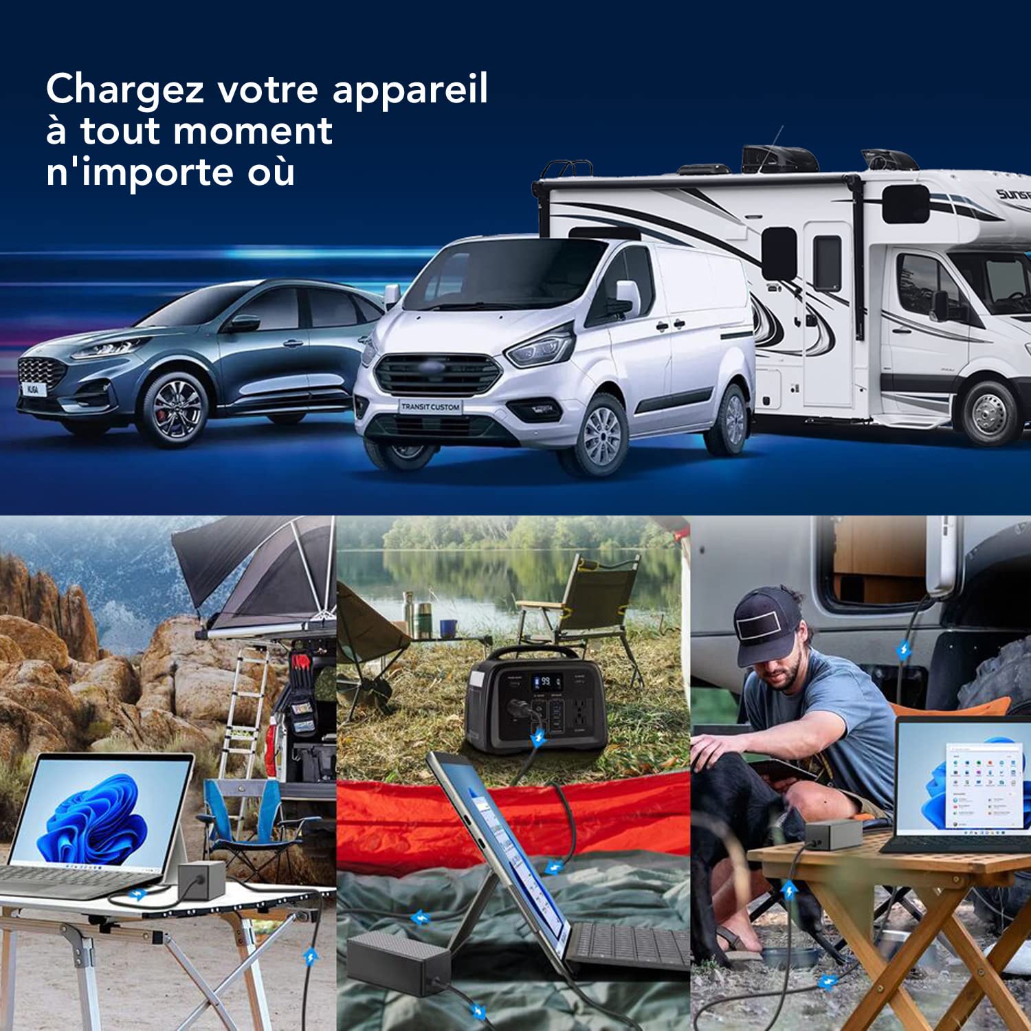 KFD 100 W Caricabatteria da auto portatile per Surface Laptop, Pro, Book, Go - Compatibile con modelli 1, 2, 3, X, 4, 5, 6, 7 - Alimentazione 15 V 6,33 A per computer portatile