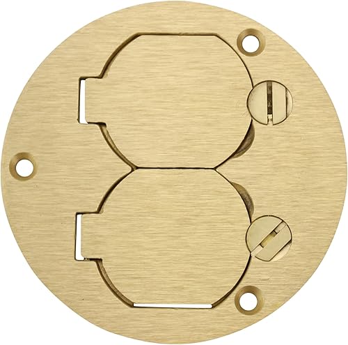 Hubbell -Raco 6249 Cubierta dúplex redonda de 3-7/8 pulgadas y bridas con tapas de elevación, latón