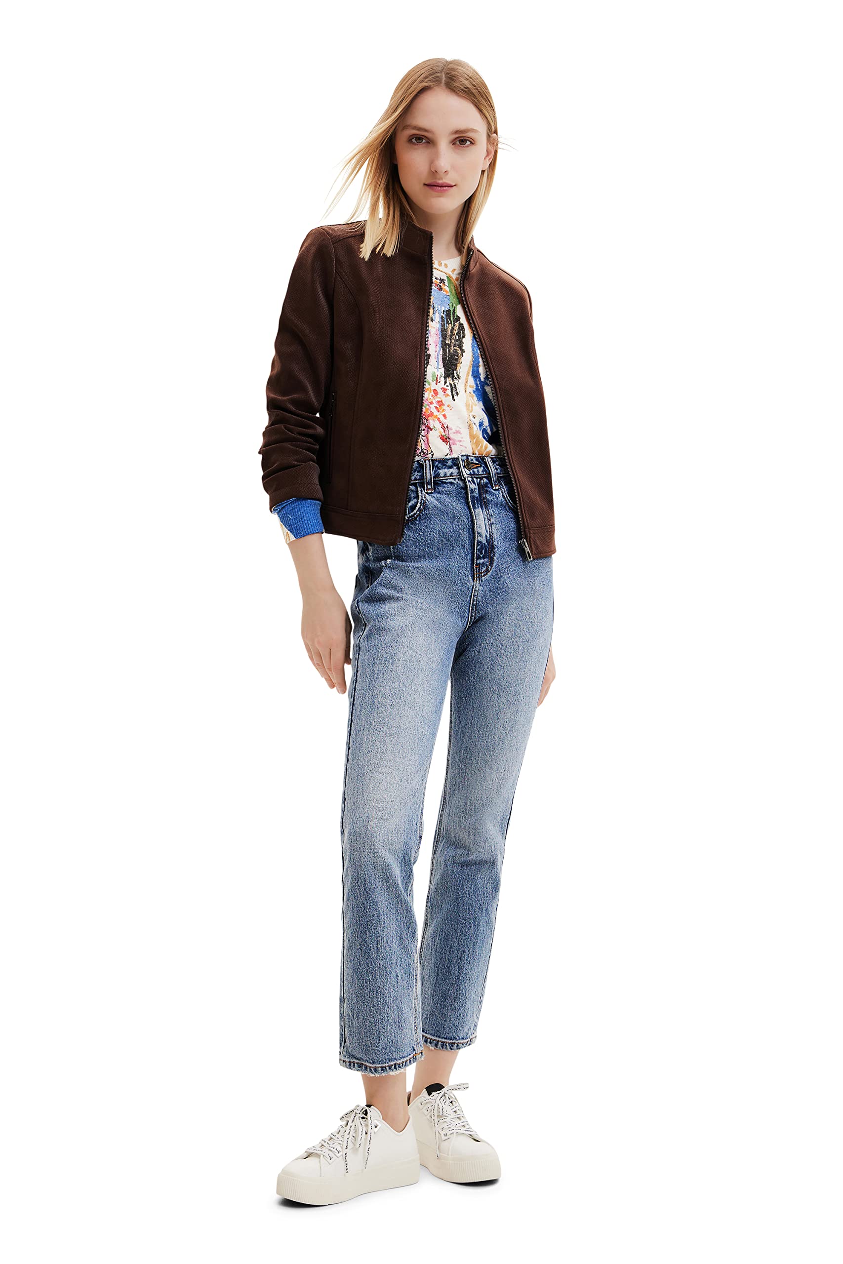 Desigual Chaq_las Vegas, 6000 Brown, CAPPOTTO PU Donna (Pacco da 1)
