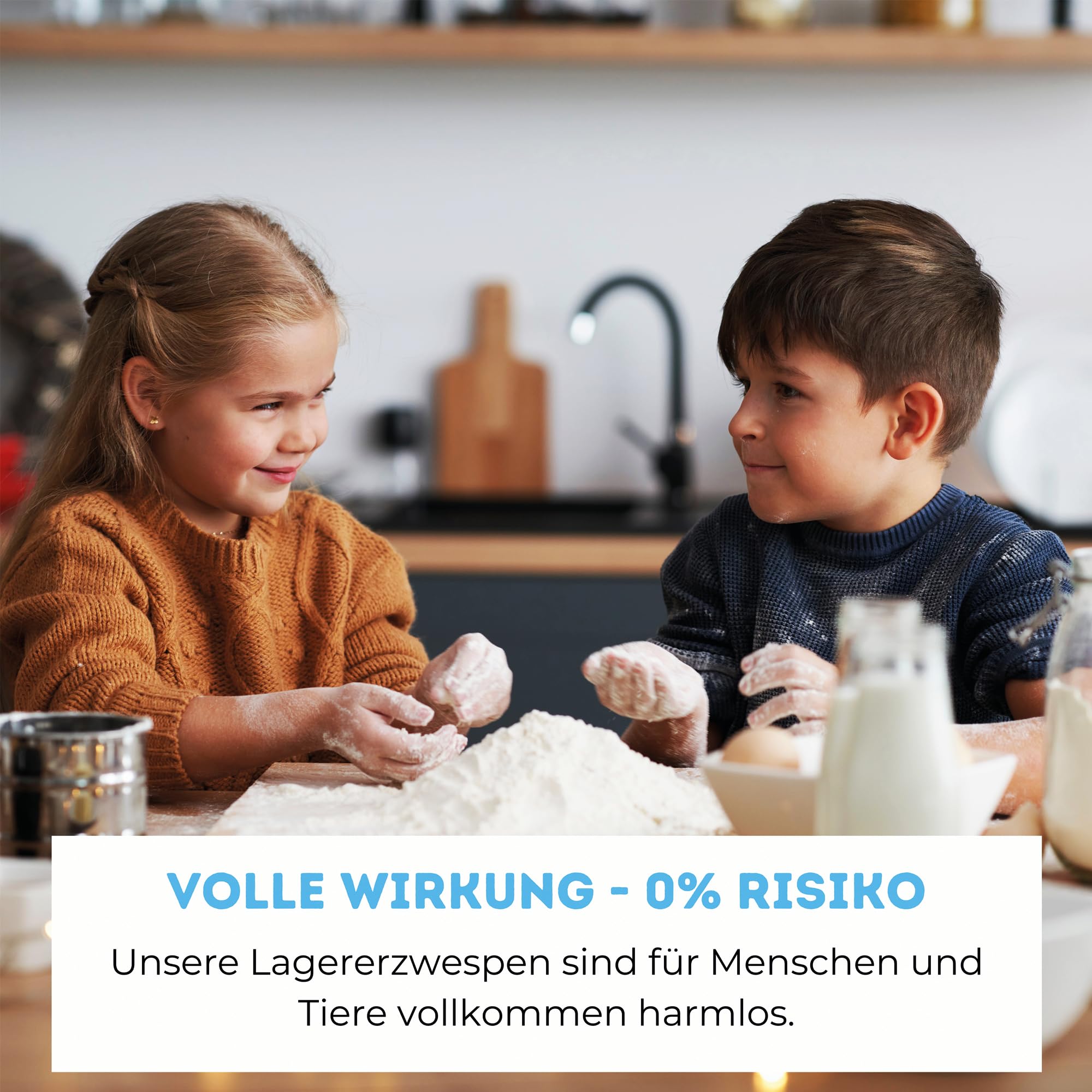 Lagererzwespen gegen Brotkäfer & Co. – für ca. 15 m² – 100% Chemiefrei – für warme und kühle Temperaturen – Alternative zu Brotkäferfalle – Made in Germany (40 Nützlinge)