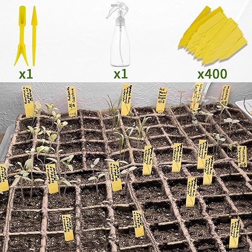 Miniatura 5 de SYITCUN Bandeja de inicio de semillas de 480 células, paquete de 40 unidades para plantar semillas, macetas de turba biodegradables, kit de