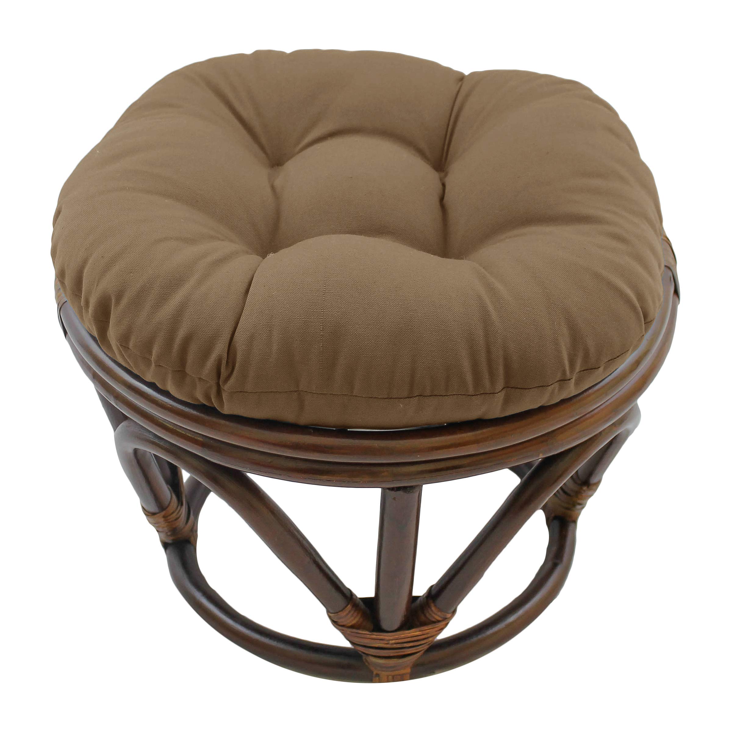 Blazing Needles Solid Twill Round Footstool Cushion, 18", Toffee