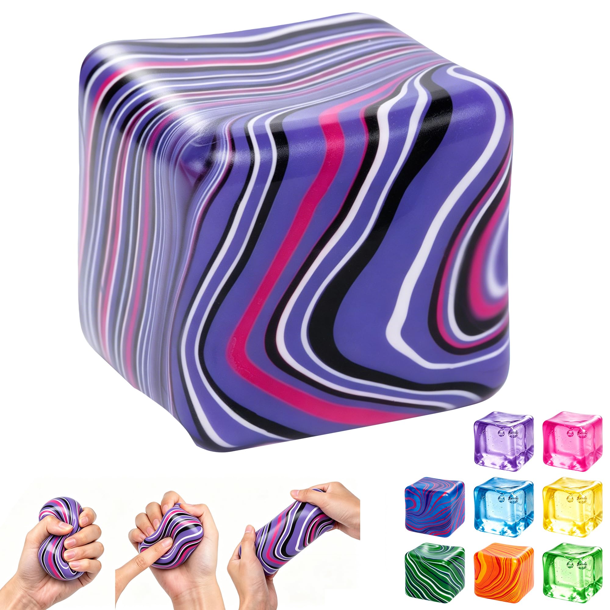 5cm Ice Cube Squishy Fidget Toys for Kids 3+ Teens & Adults, Soft Squeeze Sensory Toys for Stress & Anxiety Relief, Squishy Toy Classroom Prizes Party Favors to Help with Focus and Calm — image 1