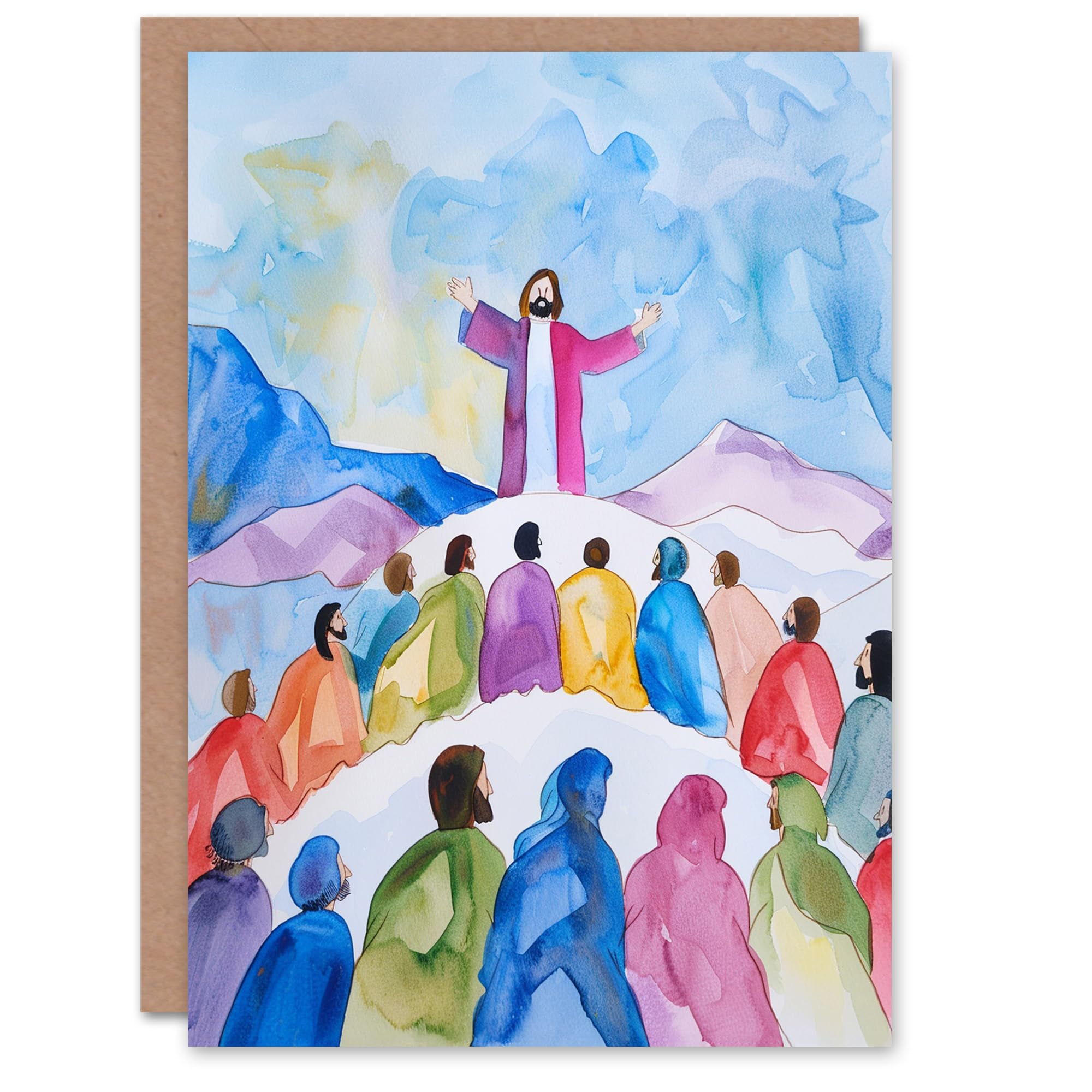 Artery8 Jesus Christ Sermon on the Mount Painting Blank For Him Or Her Art Christmas Card