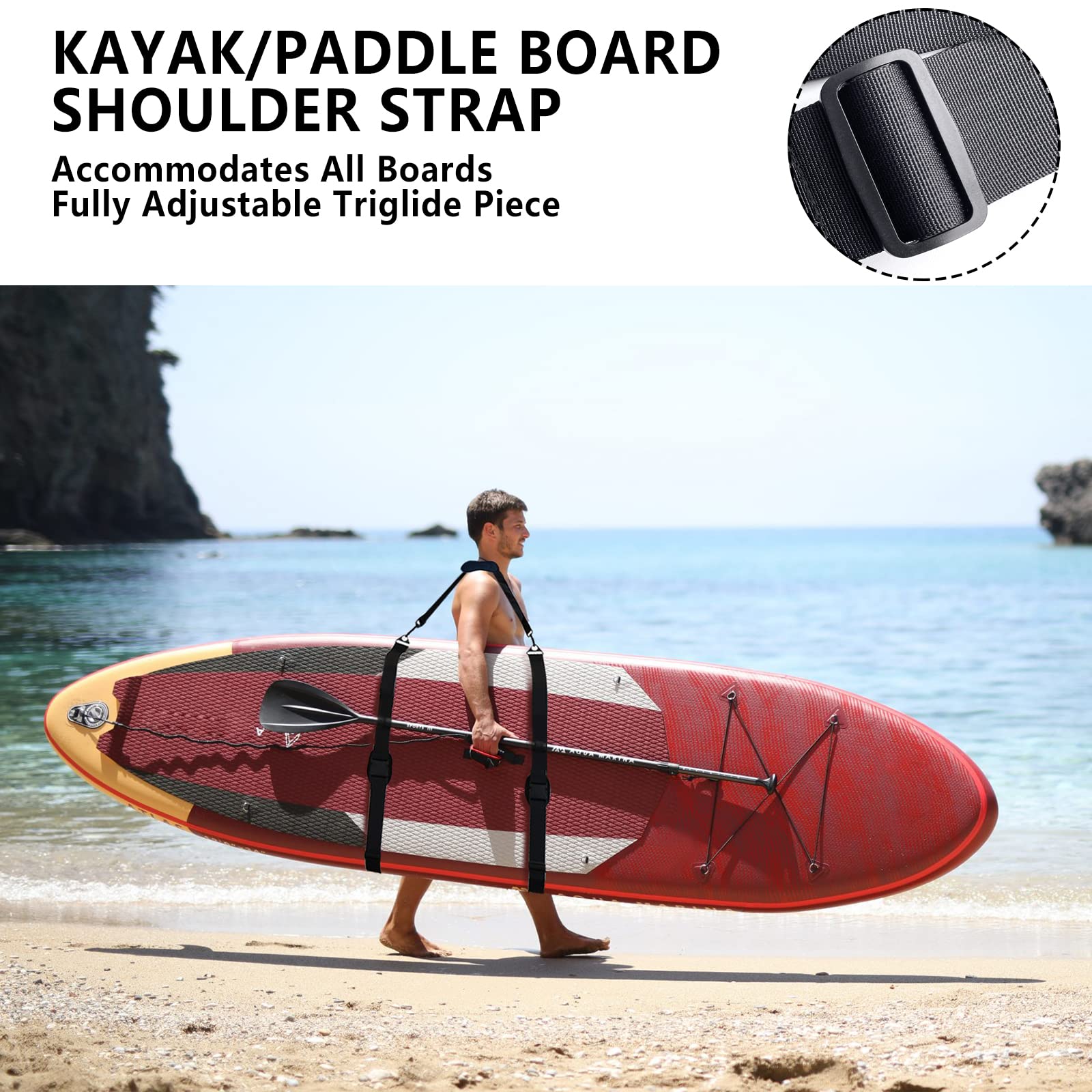 Correa Ajustable Transporte Sup Kayak,Portátil de Pie,Tabla de Surf, Canoa,Reforzado Actualización