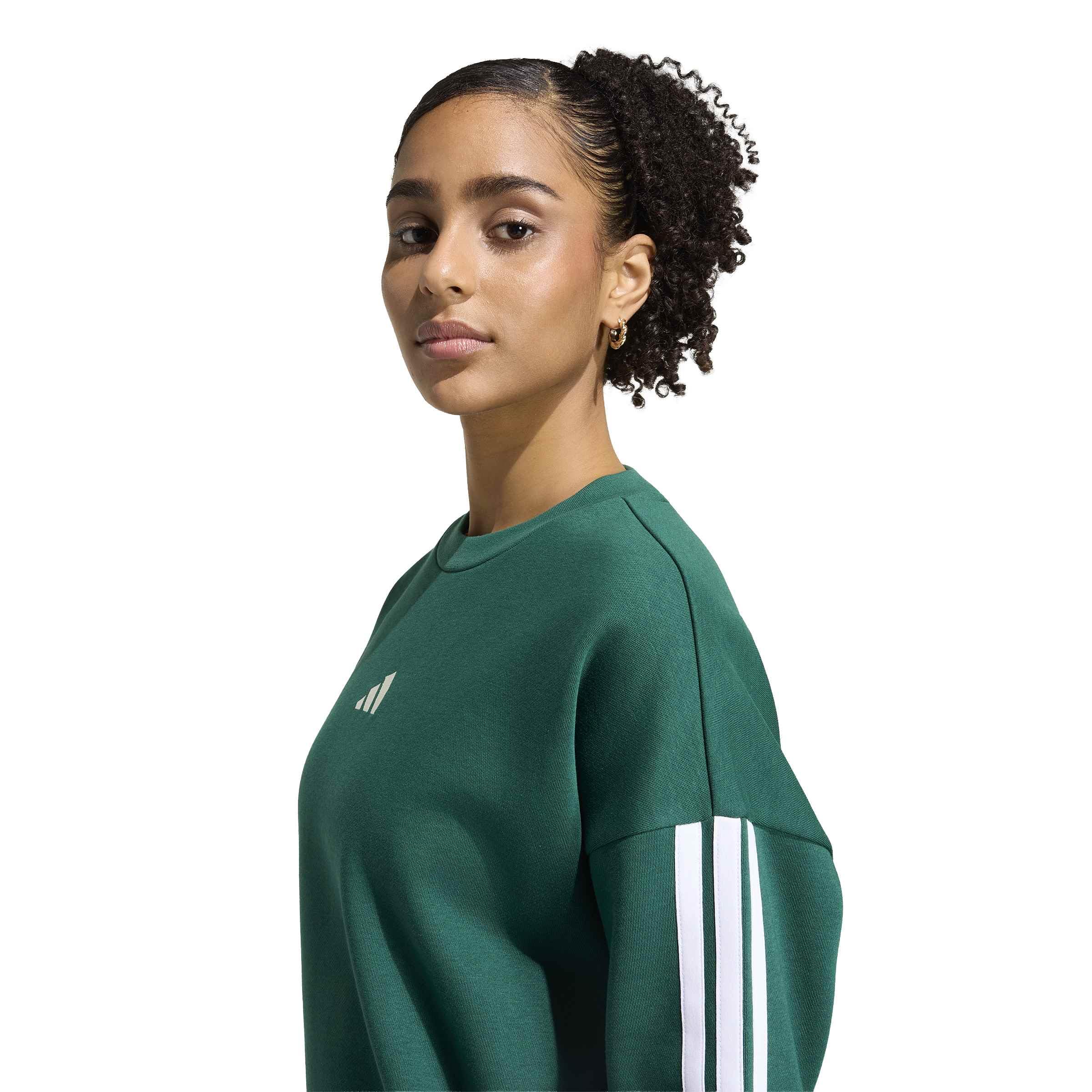 adidas Kobiety Essentials 3-Stripes Fleece Sweatshirt, collegiate green/ivory, L