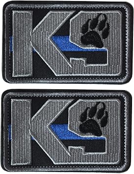 K9 Crossbone Killer Attack Police Dog Patch, Hook and Loop Fastener Patch for Service Animal Vest K9 Blue line