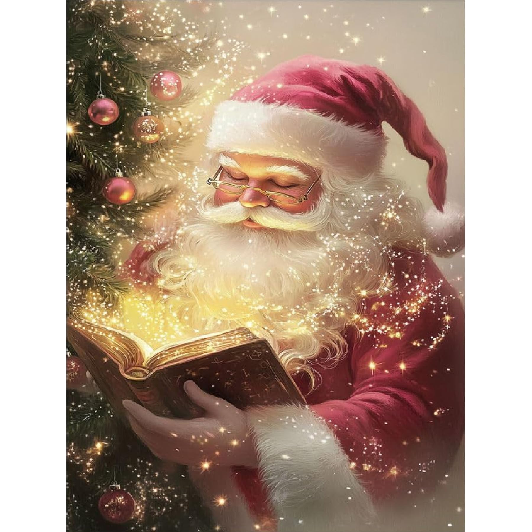 BOWETILE Christmas Santa Diamond Painting Art Kits for Adults, 5D Diamond Painting, Full Drill Painting Rhinestone Embroidery Pictures for Beginners, Gem Arts Crafts for Home Wall Decor30x40cm