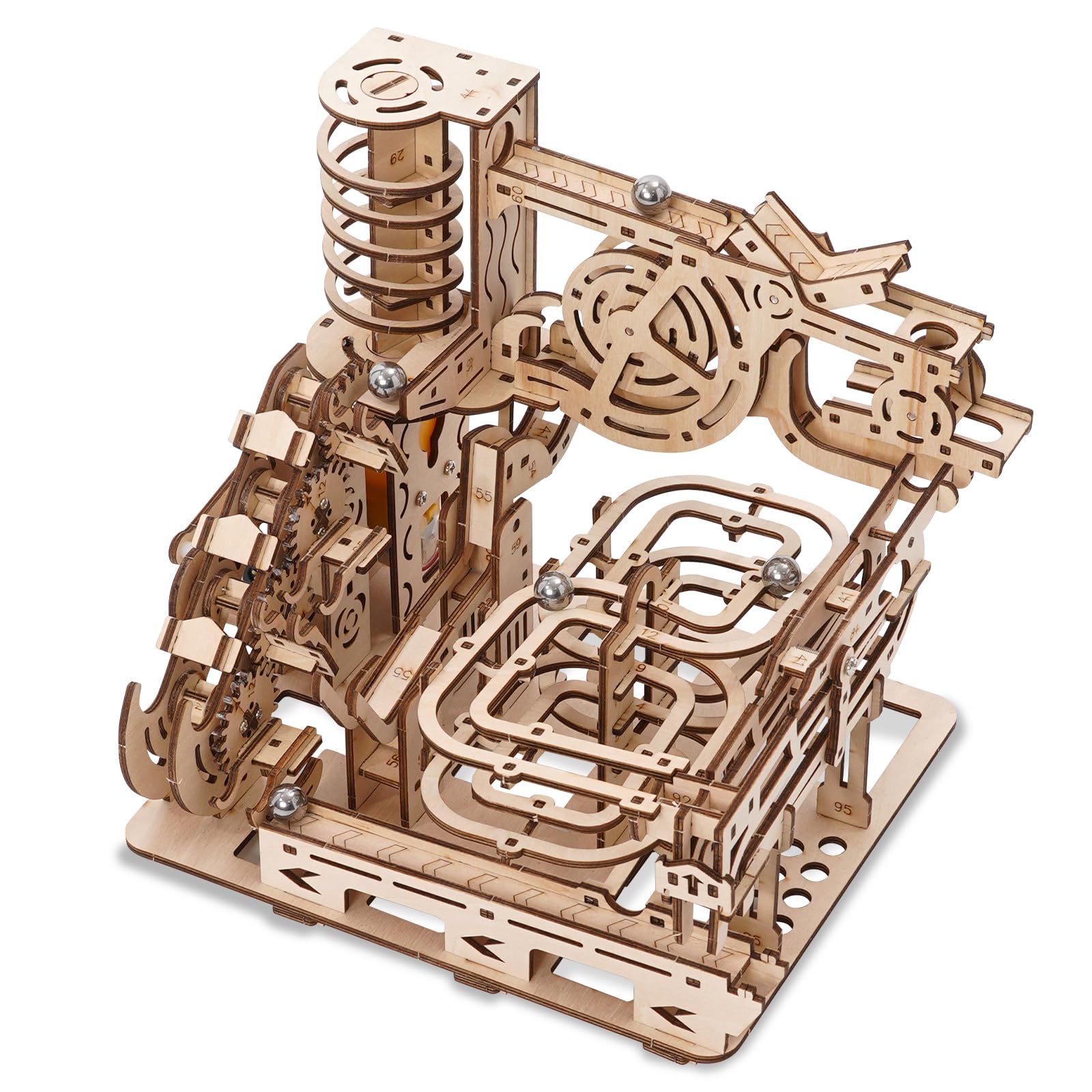 Puzzle 3D Modello in Legno, Fai-da-Te Pista per Biglie, Kit di Costruzione Modello Meccanico, 3D Puzzle Modellismo da Costruire con 7 Steel Balls Regalo per Uomini e Donne