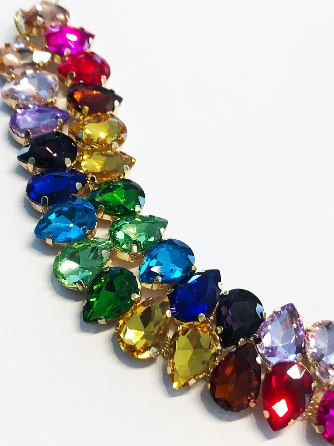 Secret for Longevity Gold Tone LGBT Lesbian Gay Pride Men Women Chunky Statement Rhinestone Rainbow Choker Necklace