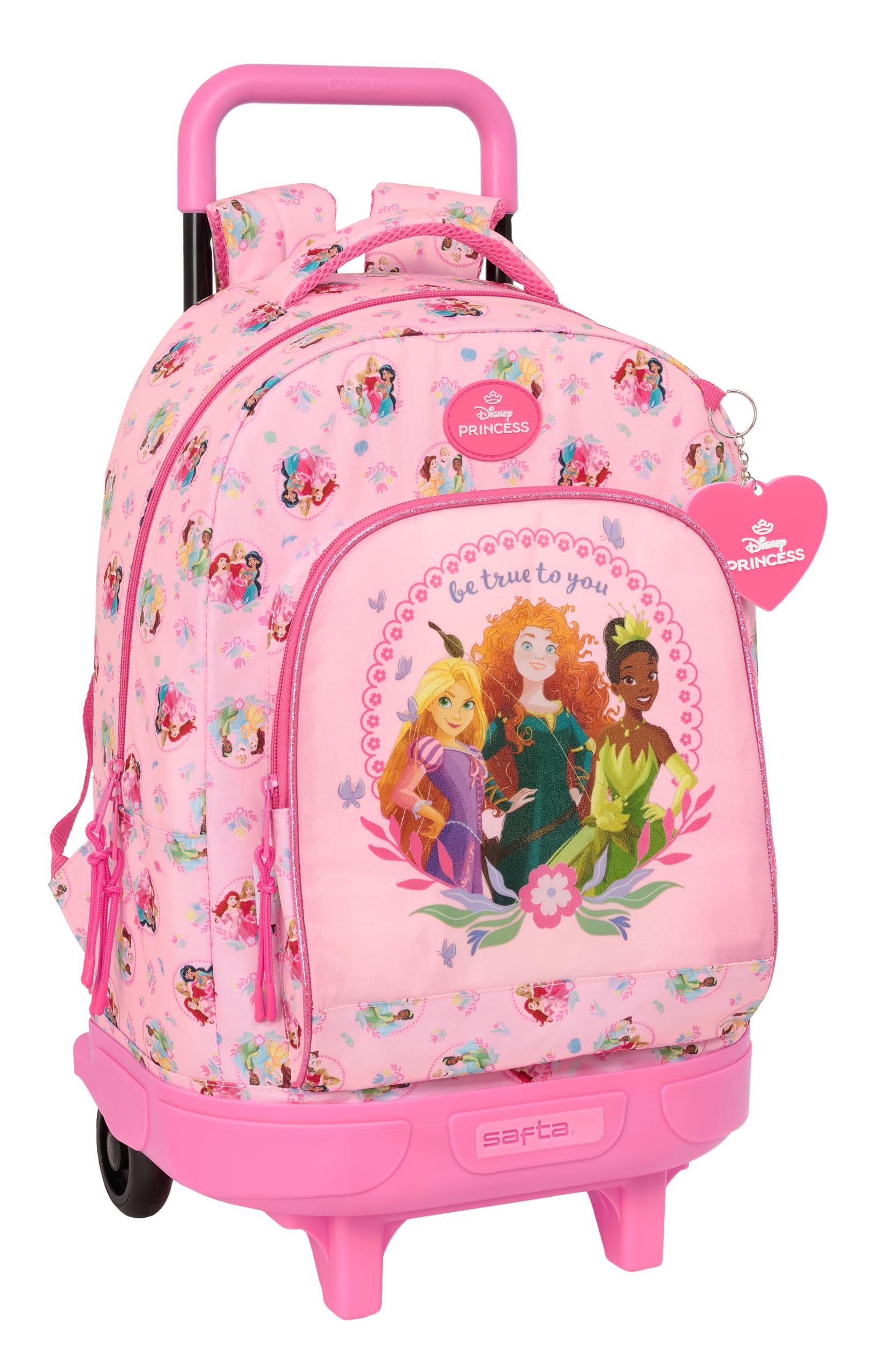 PRINCESAS DISNEY - Mochila Grande con Ruedas, Compacta, Extraíble, Ideal para Niños de Diferentes Edades, Cómoda y Versátil, Calidad y Resistencia, 33x22x45 cm