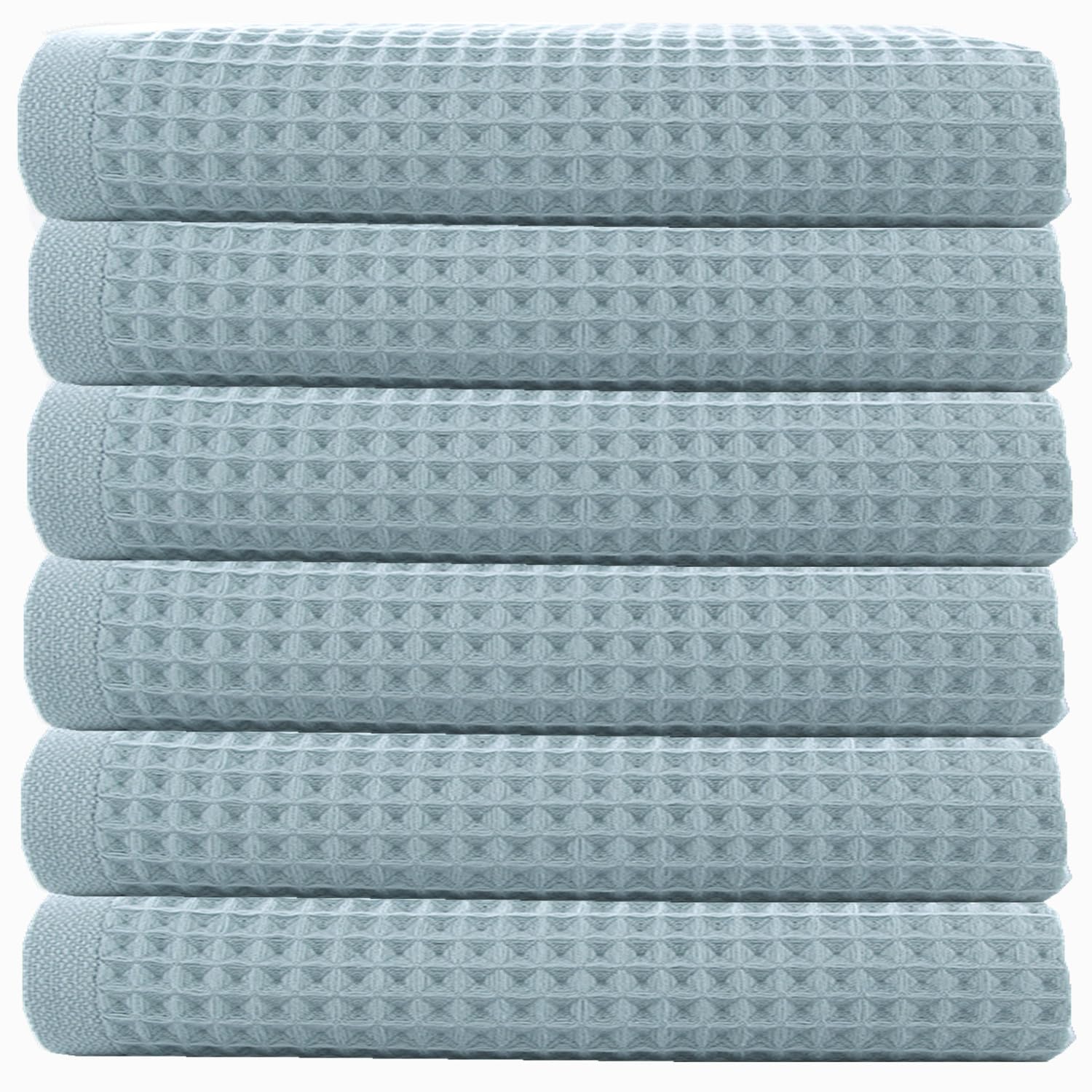 100% Cotton Waffle Weave Kitchen Towels - 6 Pack (13 X28 in), Premium Kitchen Hand Towels, Classic Ultra Soft Absorbent Quick Drying Dish Towels & Dishcloths, Kitchen Dish Rags, Grey