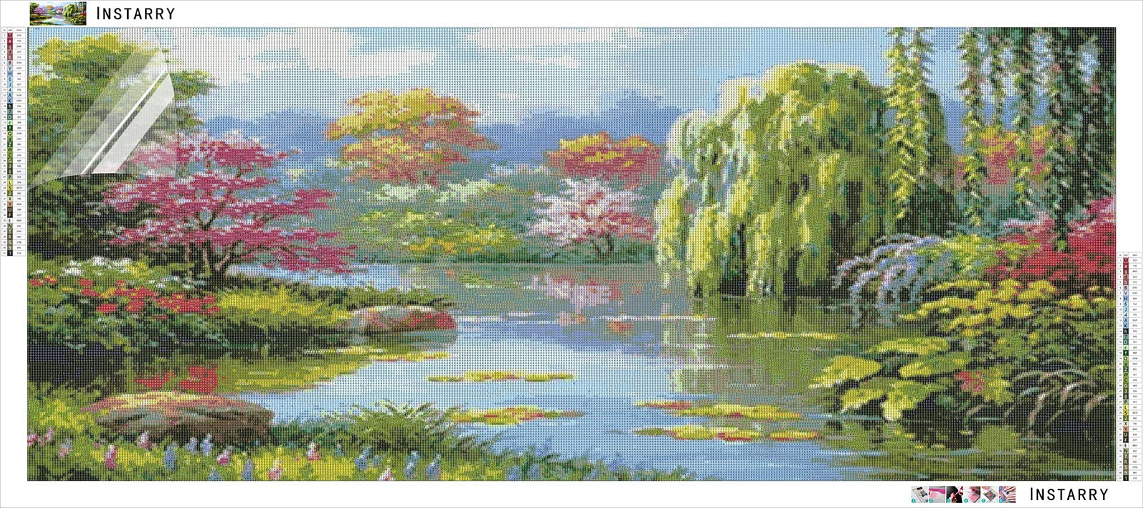 Instarry Diamond Painting 5D | Kit Completo 100x40cm Panorama Naturale | Diamanti Rotondi 26 Facce | Tela HD E Strumenti Inclusi