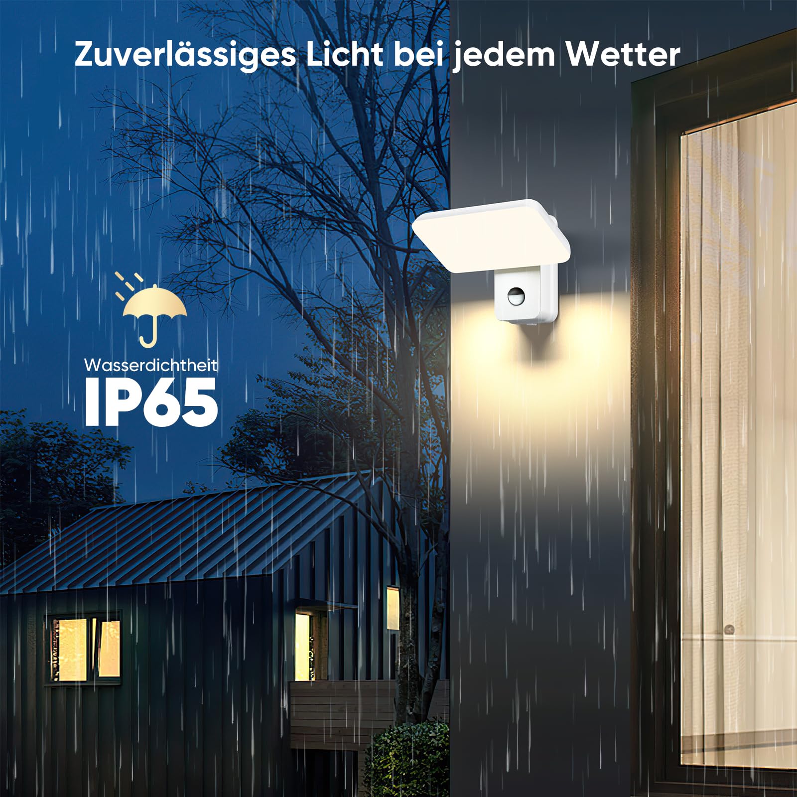 Brightower 24W Zewnętrzna lampa ścienna z czujnikiem ruchu, IP65 Zewnętrzna lampa ścienna LED wykonana z aluminium z obrotowym panelem LED, ciepła biel 3000K Zewnętrzna lampa ścienna,Biały