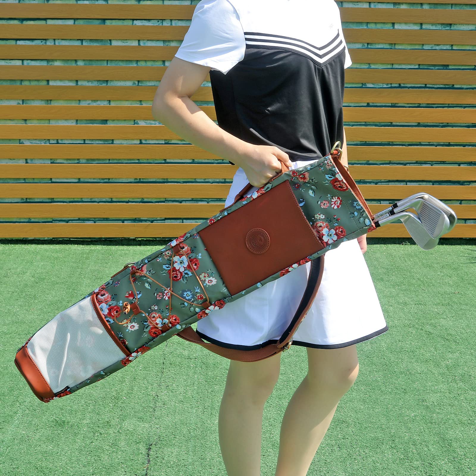 Tourbon Sunday - Borsa da golf da donna, in tela impermeabile, in pelle