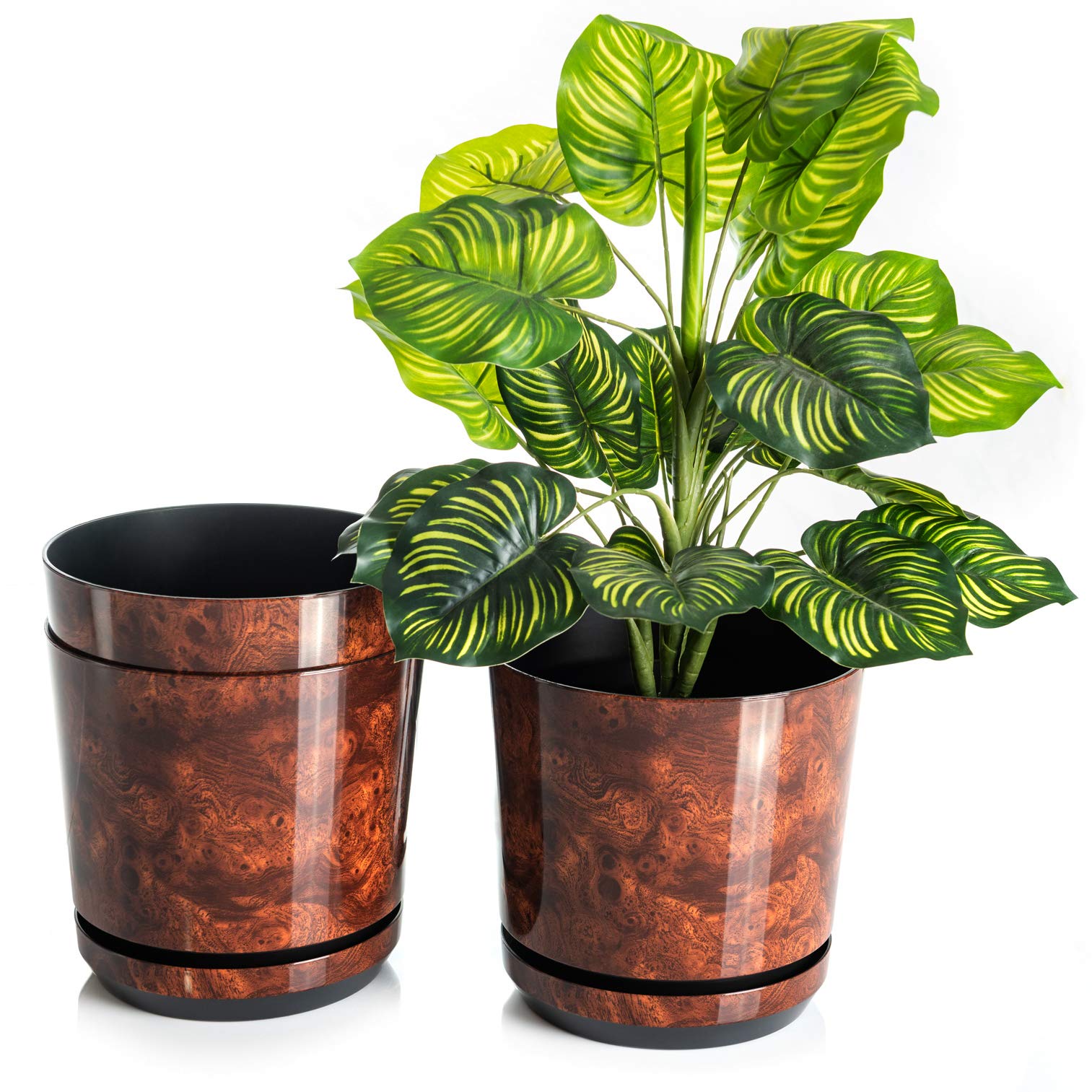 KORAD Set of 3 Wooden Plant Pots 21 cm - Decorative Planters in the Size of 21 cm for Flowers, Herbs, Plant Compositions OSL 21/144 x3