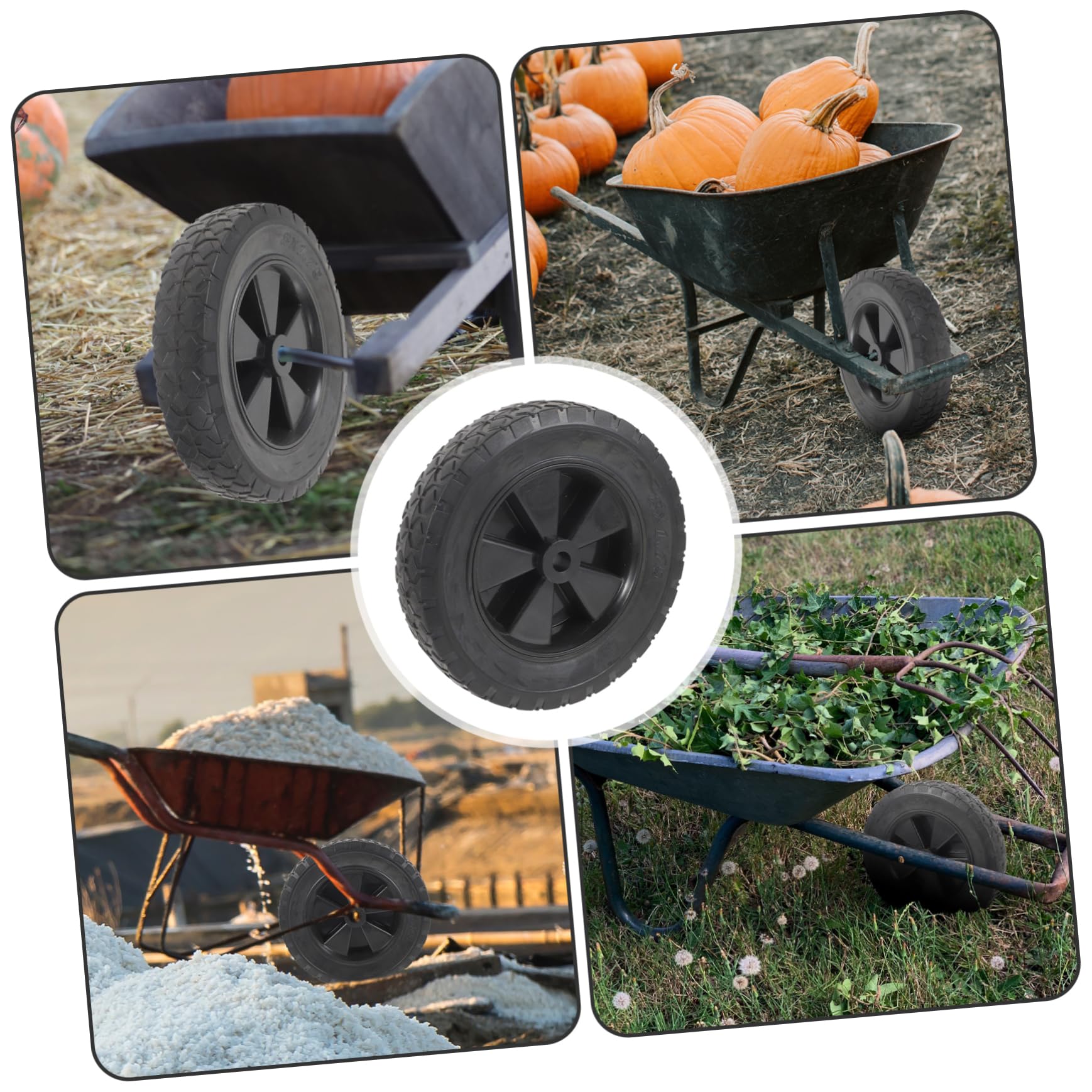 Ersatzrad für Gartenwagen aus Gummi, Schwarz, Leicht zu Montieren | Passend für Gartenkarre und Gartentransportwagen, als Austauschrad für Ersatzbedarf