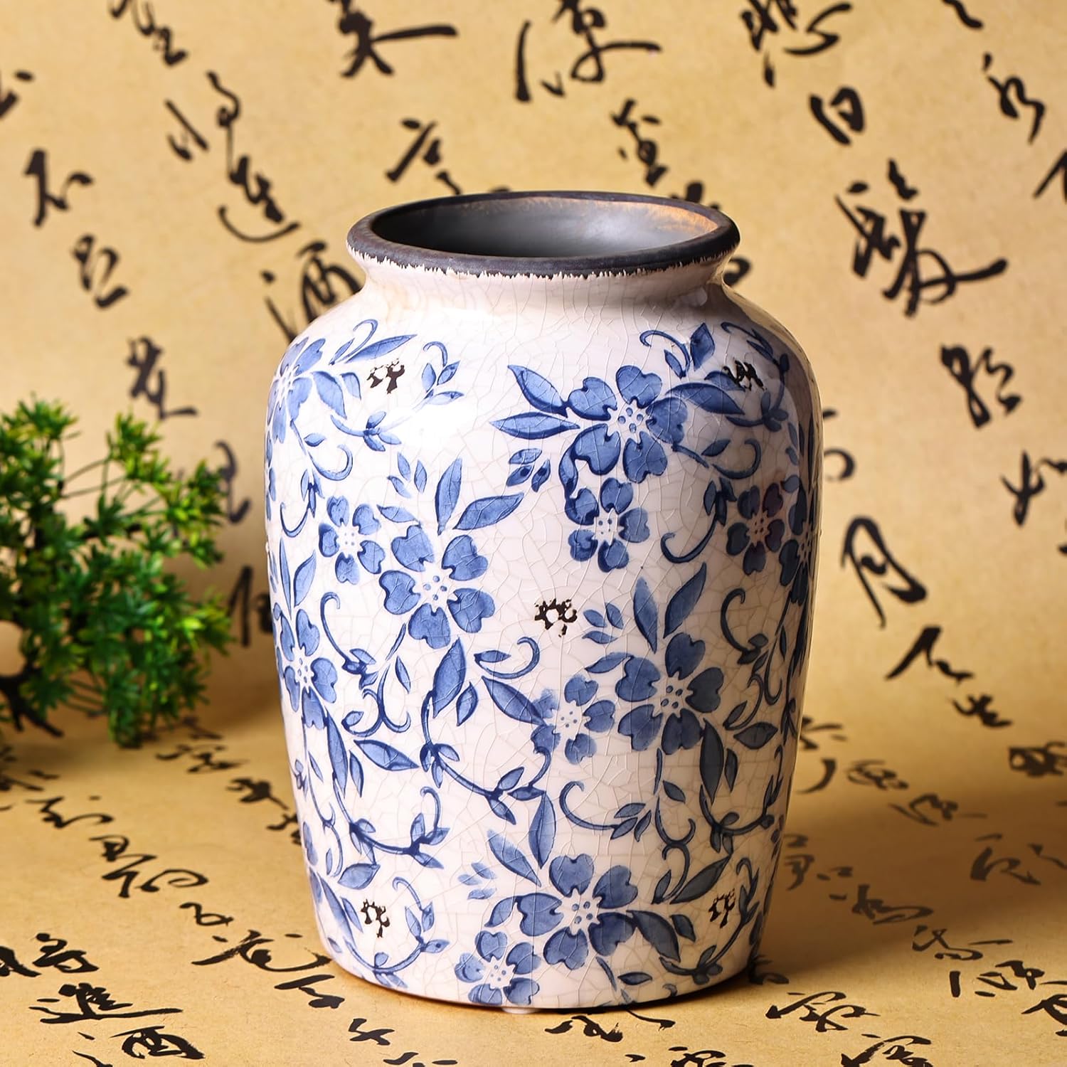 Blue and White Vases,Ceramic vases for Home Decor, Farmhouse Chinoiserie Floral French Vase,for Living Room Shelf Decors,Console Table Mantle Chinoiserie Decor 7.8" H (Blue and White Porcelain-A) - Image 5