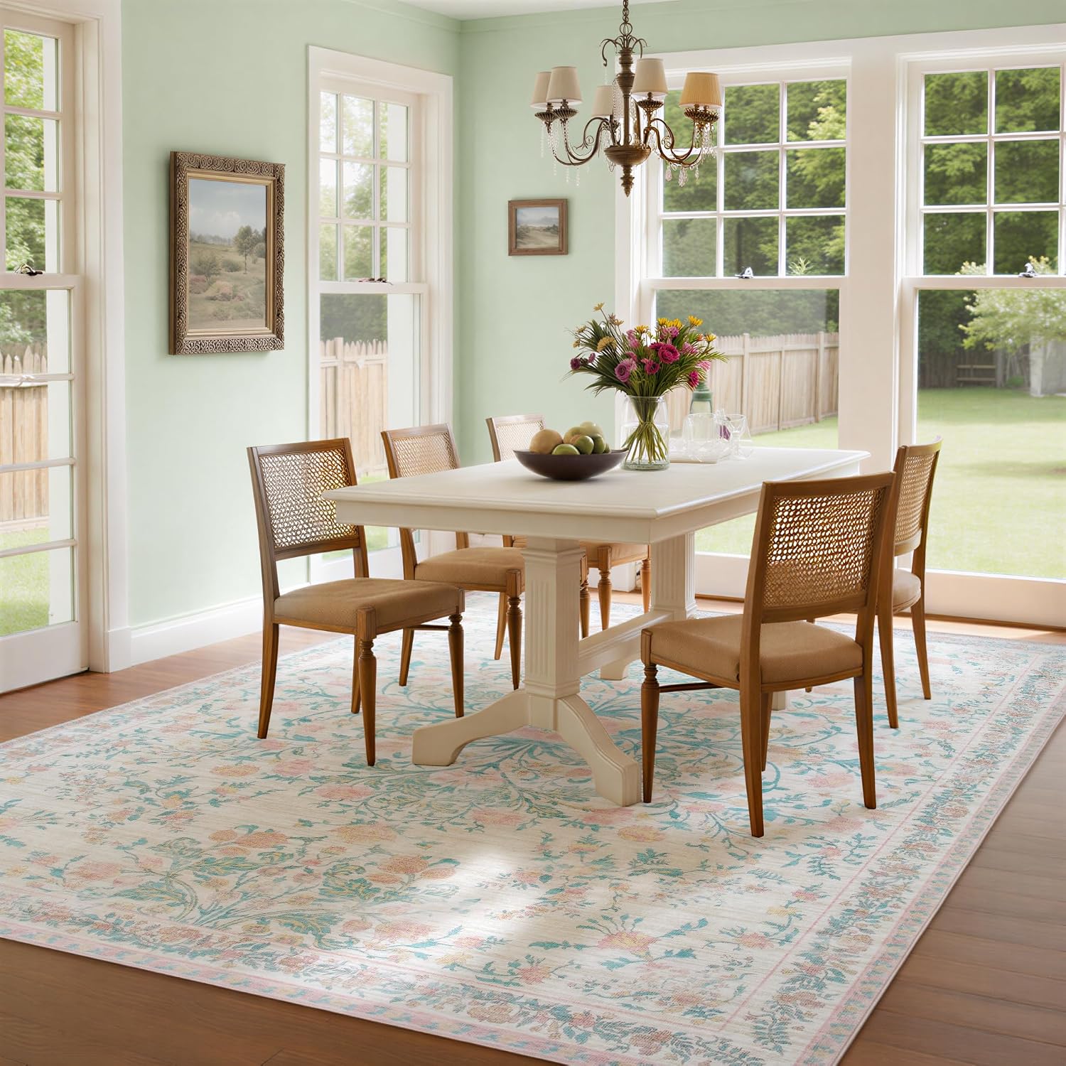 Washable Rugs 8x10 Area Rugs for Living Room,Ultra Soft Faux Wool Retro Carpets,Non Slip Backing,Durable Edge Binding,Stain Resistant,The Large Carpet for Bed Room,Dining Room,Office Decor