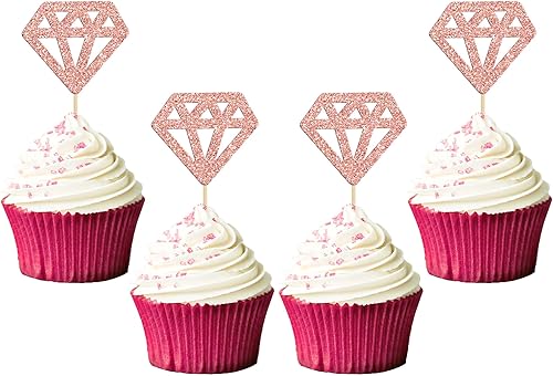 Gyufise 36 piezas de adornos de diamantes con purpurina para cupcakes para despedida de soltera, compromiso, boda, aniversario, fiesta de