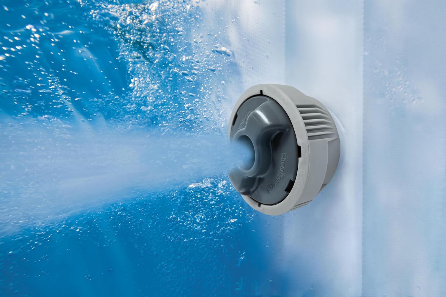 Close-up of the ChemConnect dispenser in the spa