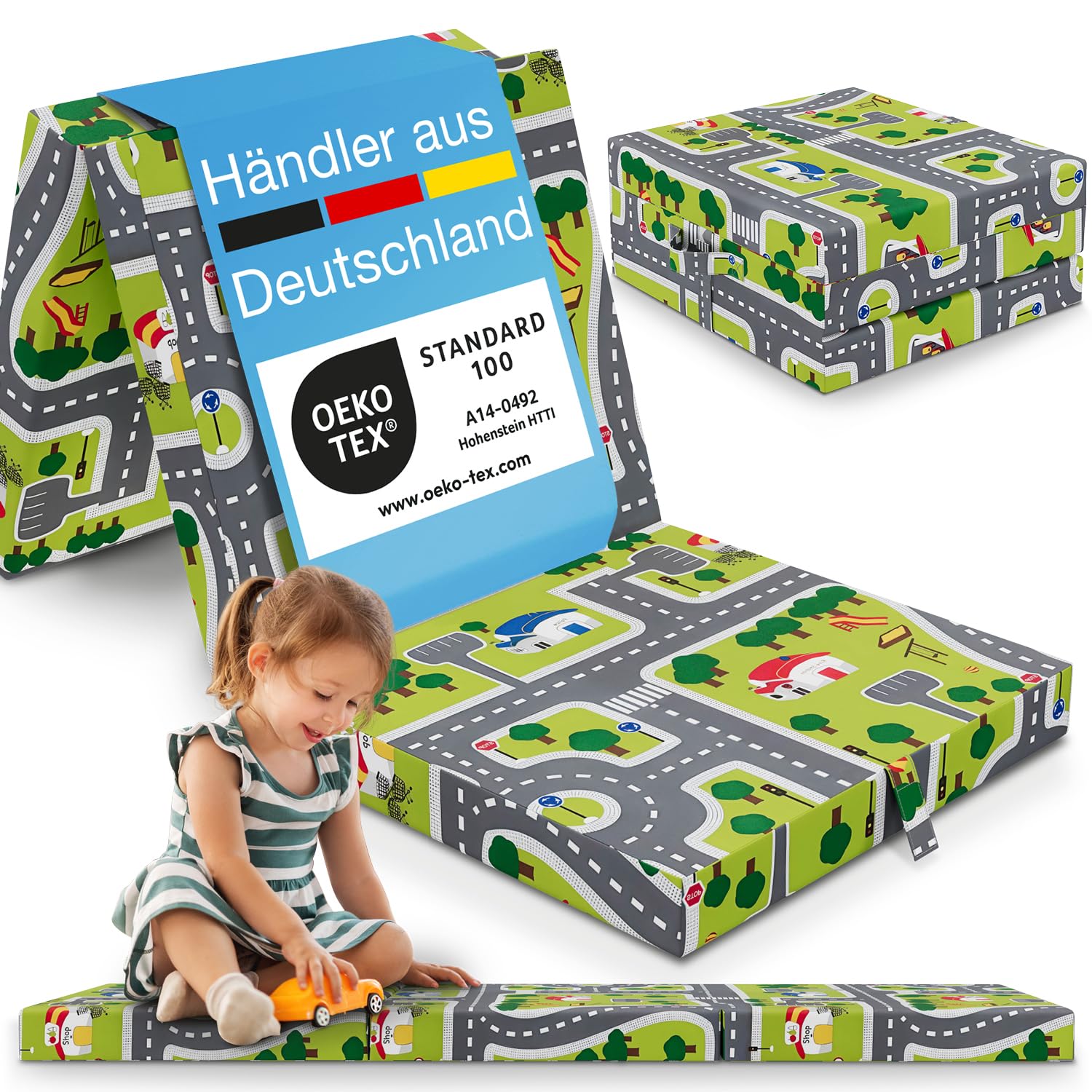 ELONEO Klappmatratze 70x190 cm, 9 cm hoch, Klappmatratze Kinder faltbar, klappbare Gästematratze, Faltbare Matratze, Reisematratze für Kinder und Erwachsene für Reisen und Camping