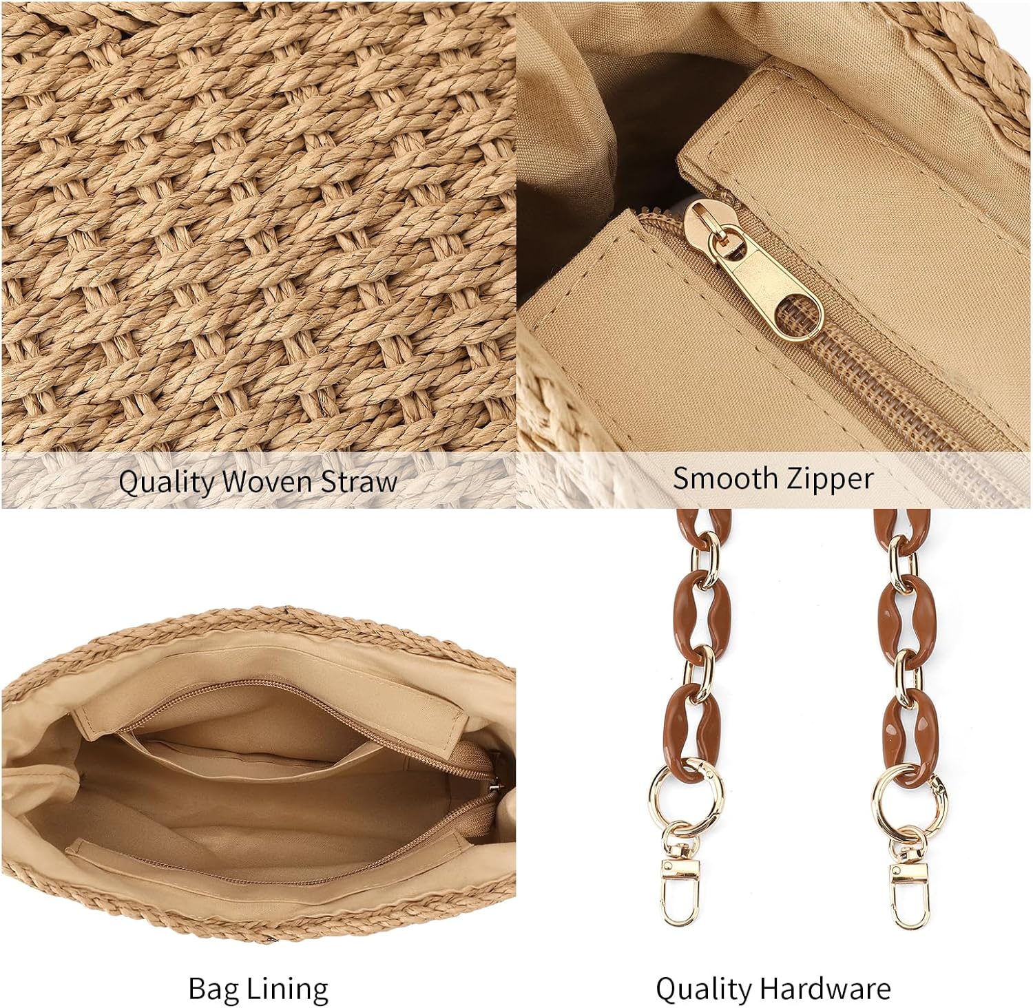 Straw Summer Purses for Women Cute Straw Crossbody Bag Woven Beach Shoulder Bag for Women Vacation - Image 6