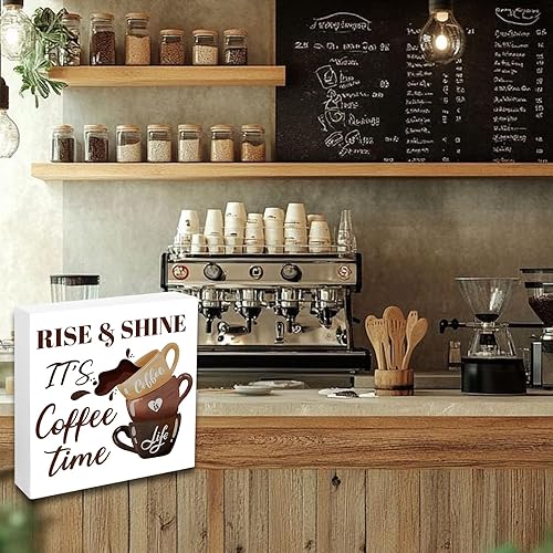 Miniatura 6 de YINSSA Decoración de barra de café, mostrador de cocina, accesorios de barra de café, letrero de pared, decoración de bar para cocina, hogar,