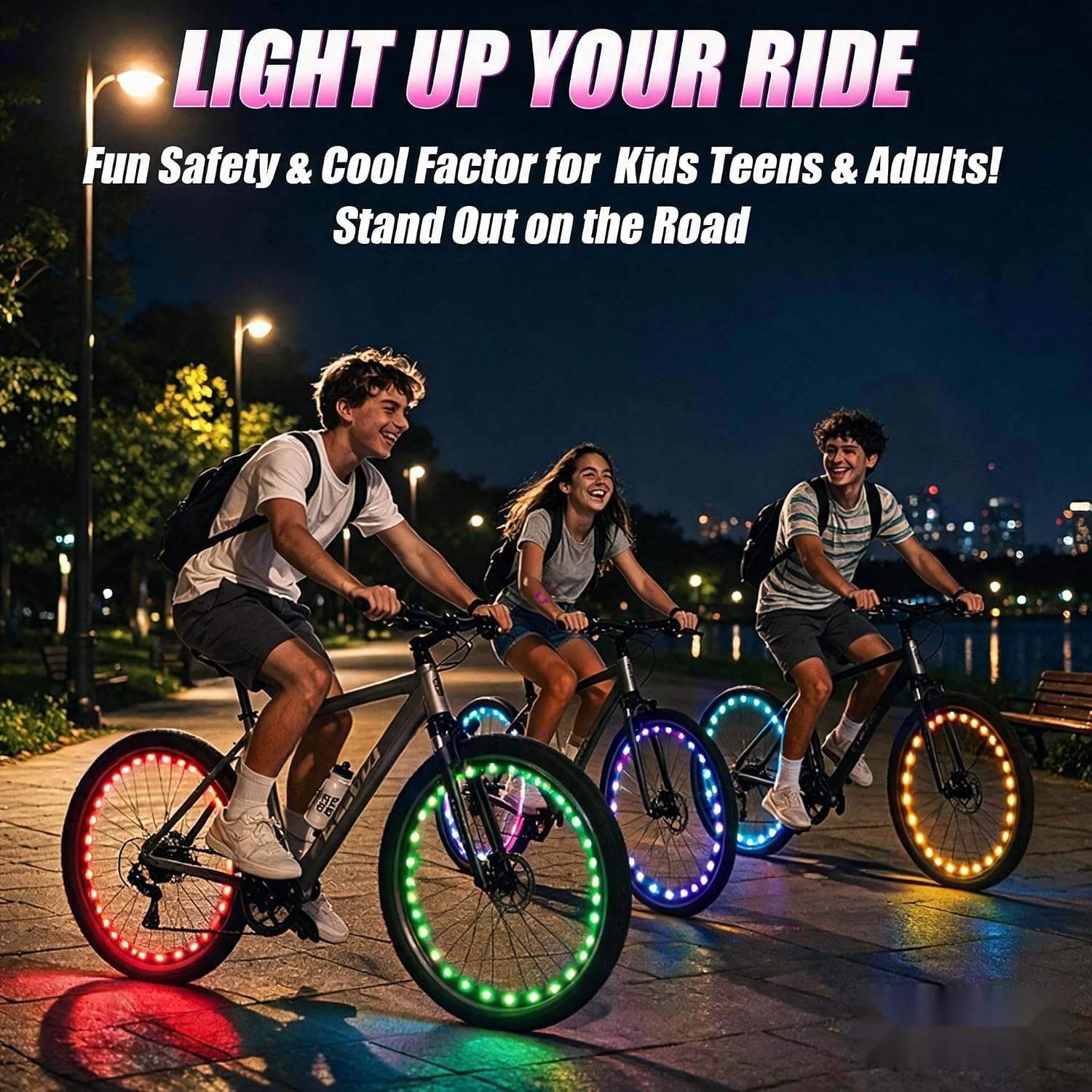 LED Bike Wheel Lights 2-Pack, 7 Colors 3 Modes for Night Riding image 4